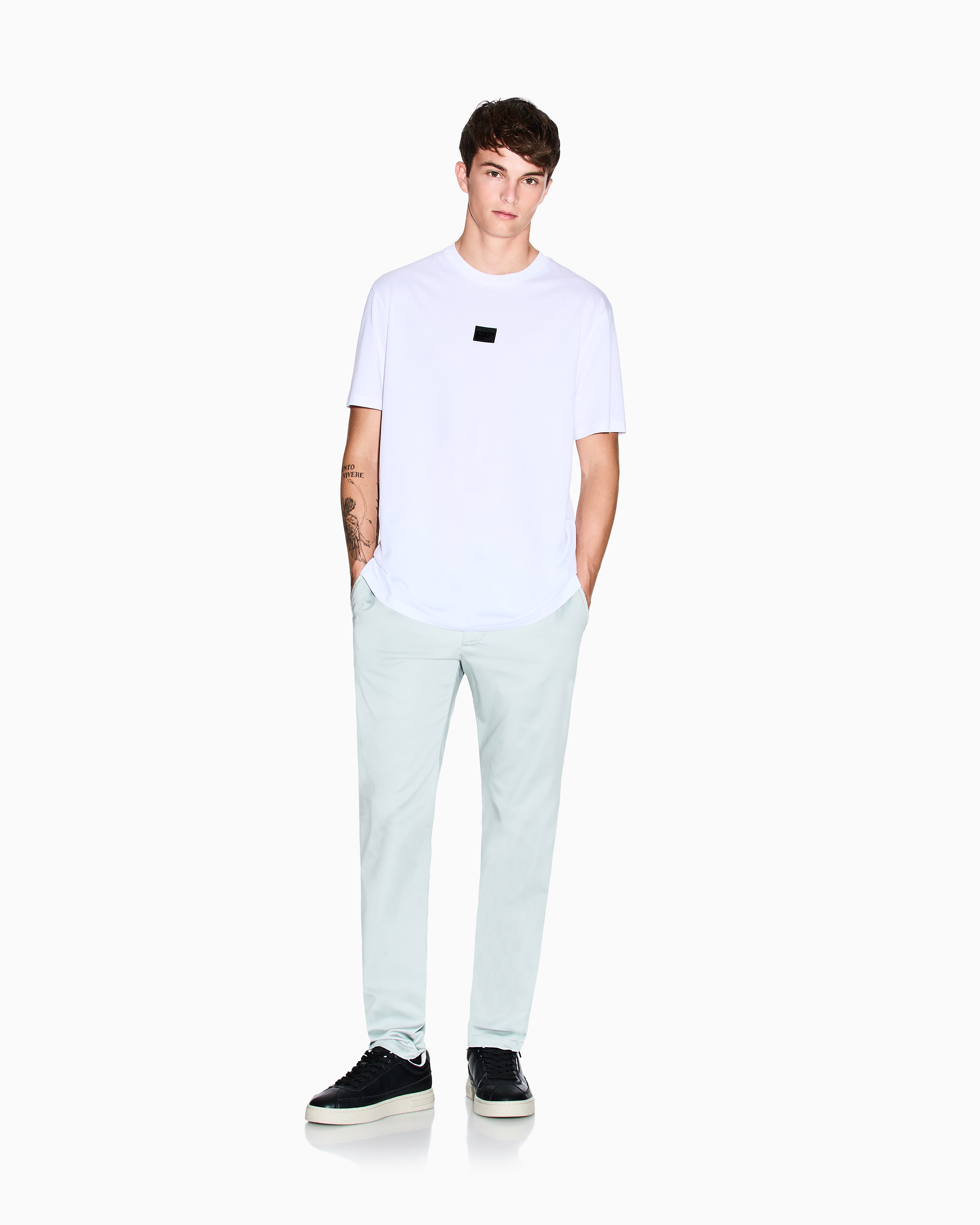 Armani Exchange Stretch Cotton Chinos In Blue