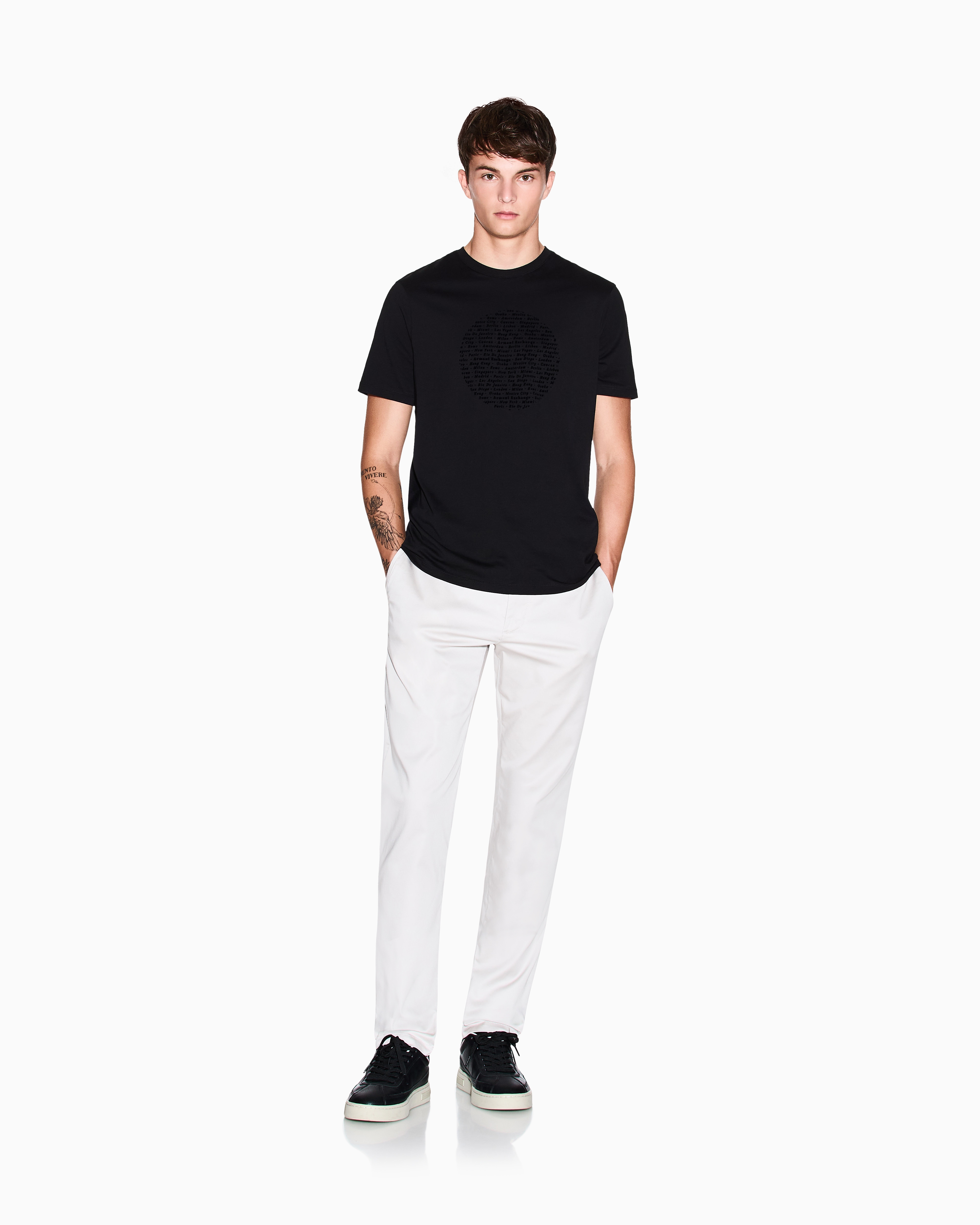 Armani Exchange - Slim fit circle print T-shirt, Man, Black, Size: