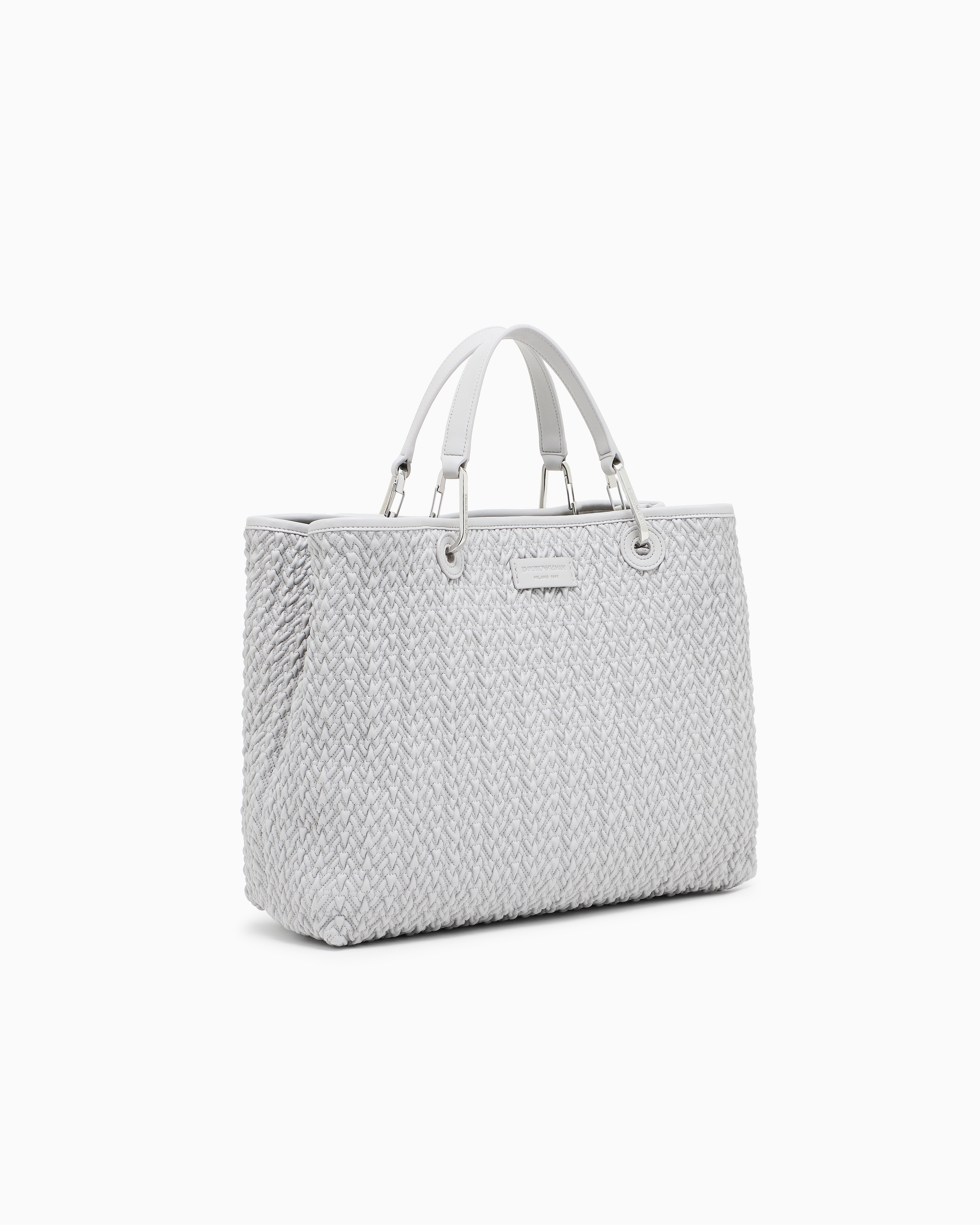 Emporio Armani Quilted-effect Medium Myea Shopper Bag In Gray