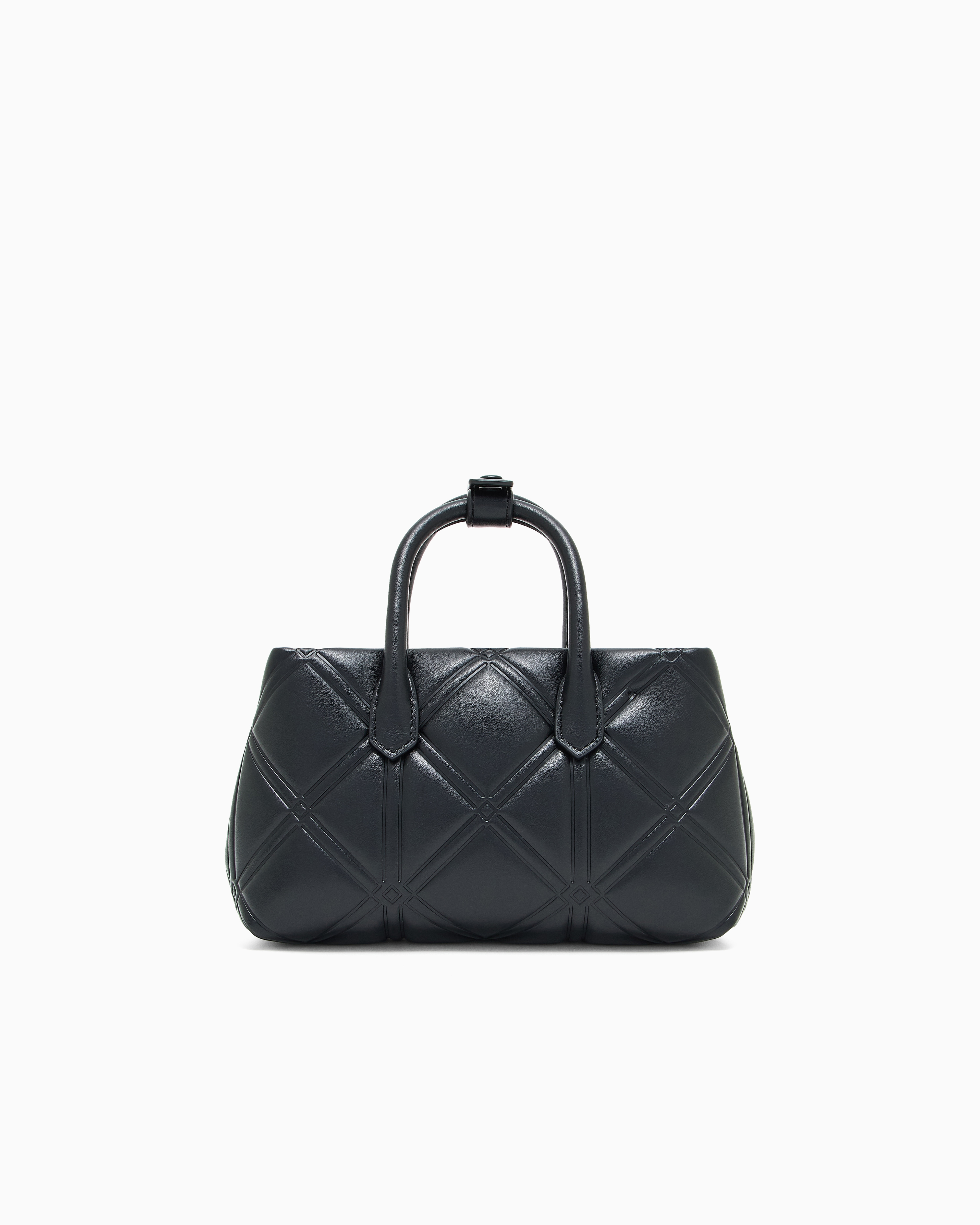 Emporio Armani Nappa Leather-effect Mini Bag With Embossed Motif In Black
