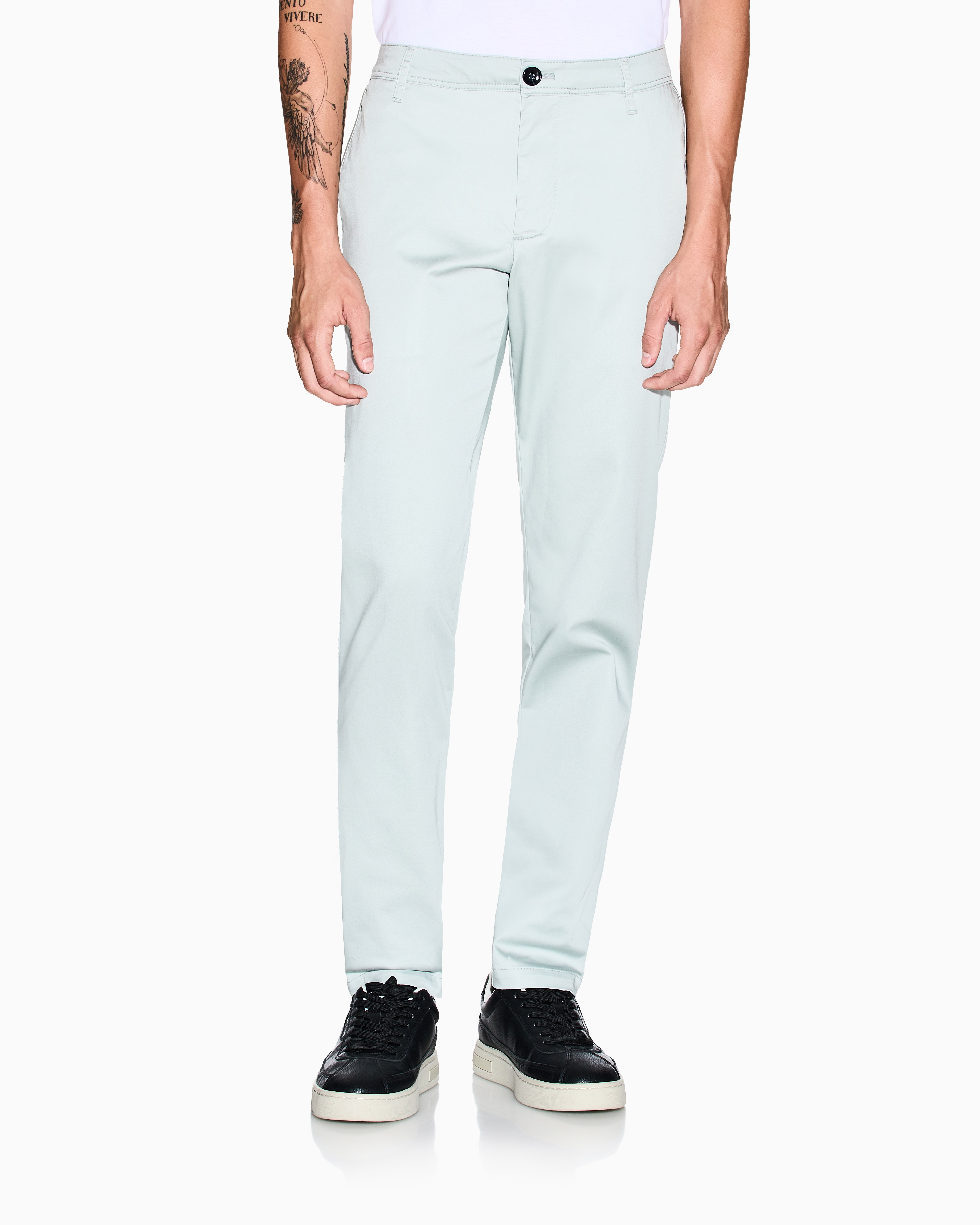 Armani Exchange Stretch Cotton Chinos In Blue