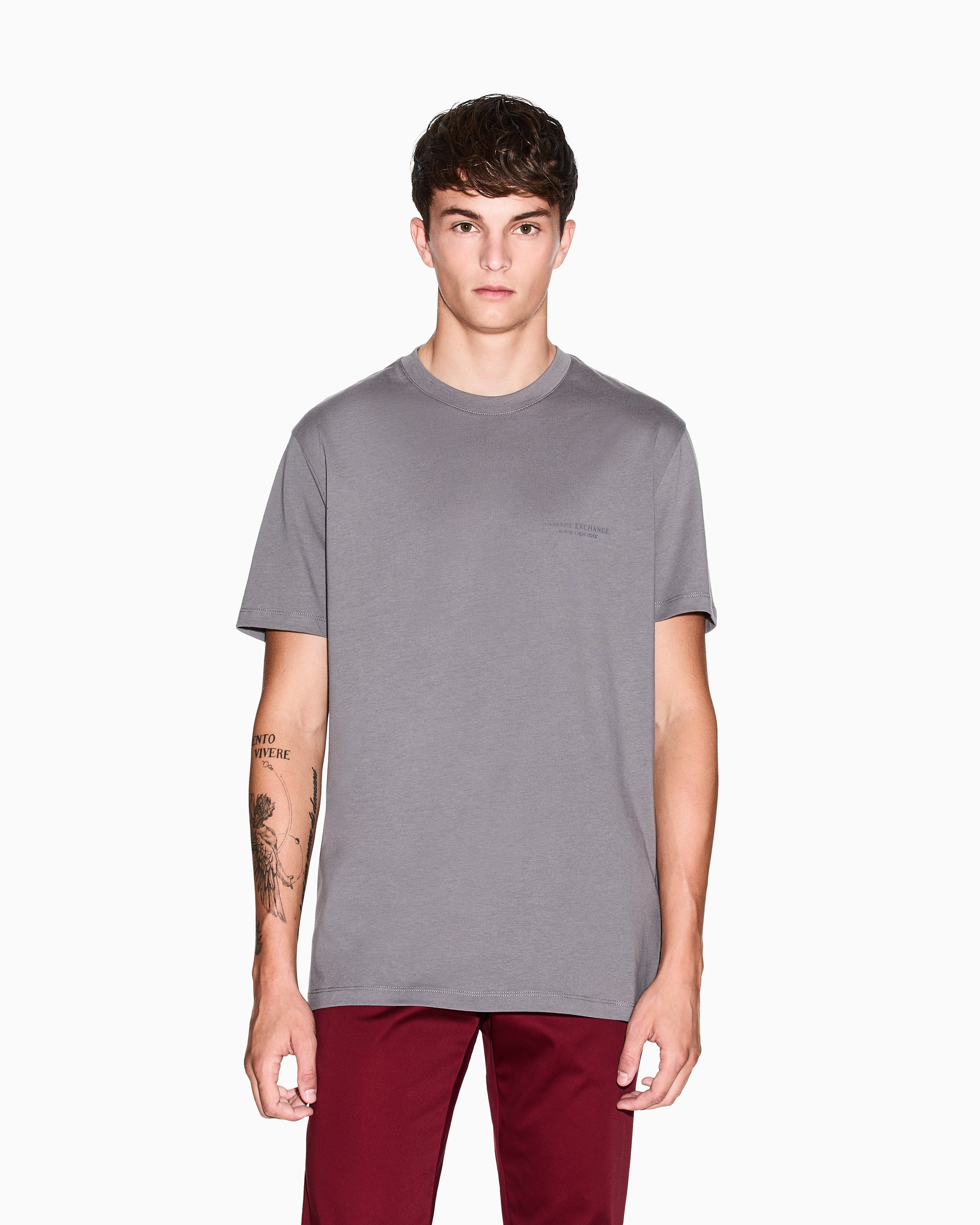 Armani Exchange - Regular fit T-shirt with logo, Man, Grey, Size: