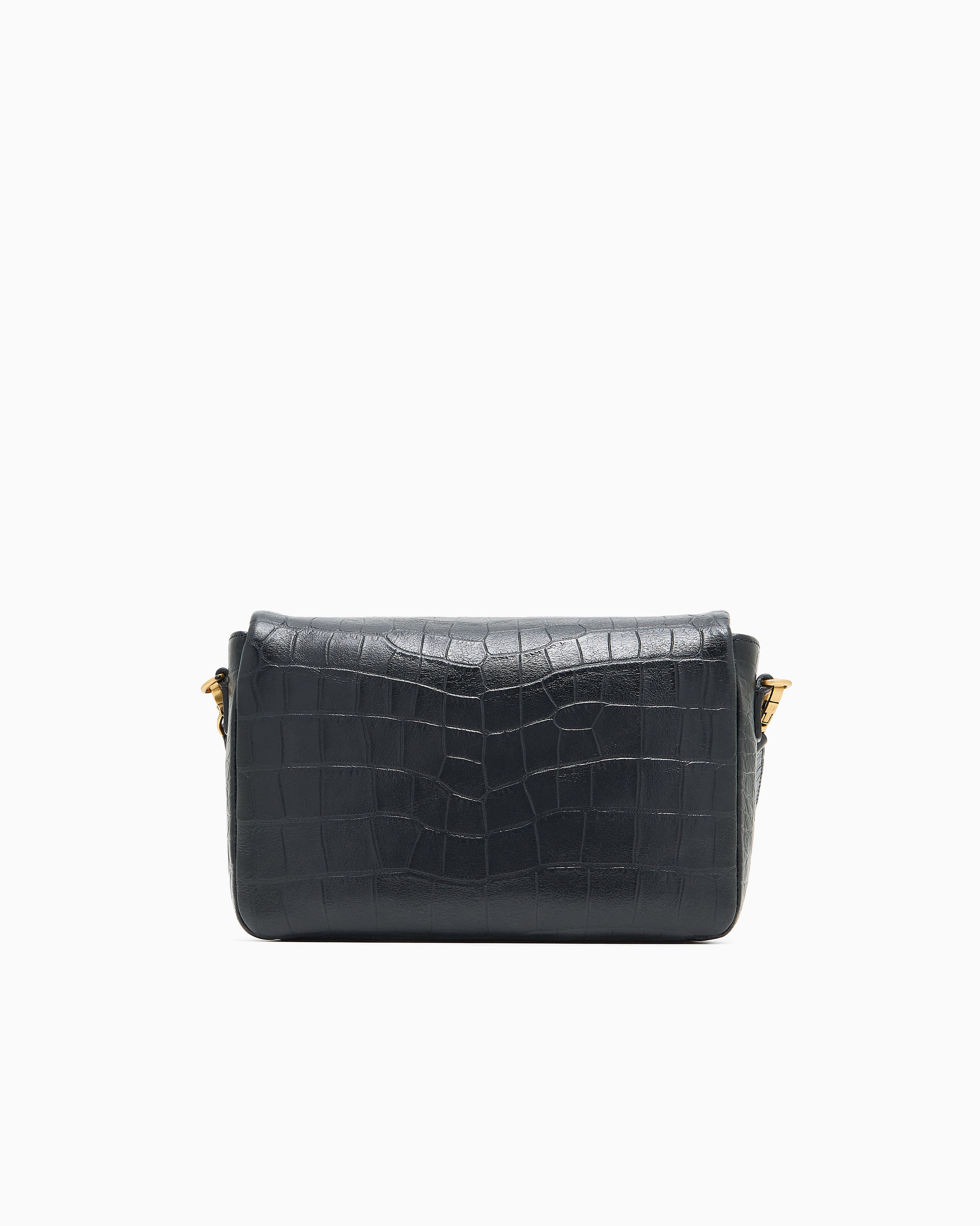 EMPORIO ARMANI ショルダーバッグ ブラック　クロコダイル　ワニ ショルダーバッグ レザー クロコダイルプリント仕上げ イーグル