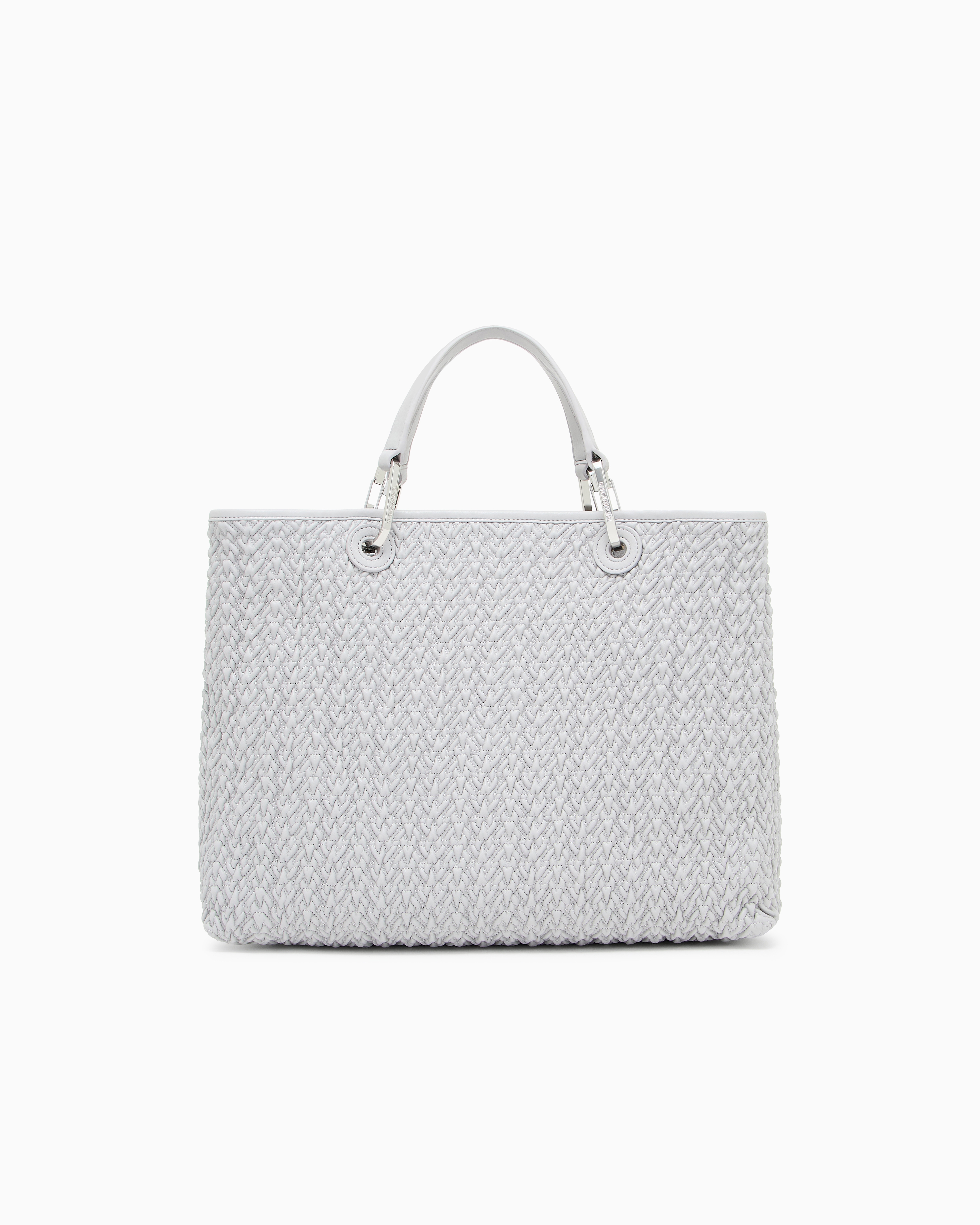 Emporio Armani Quilted-effect Medium Myea Shopper Bag In Gray