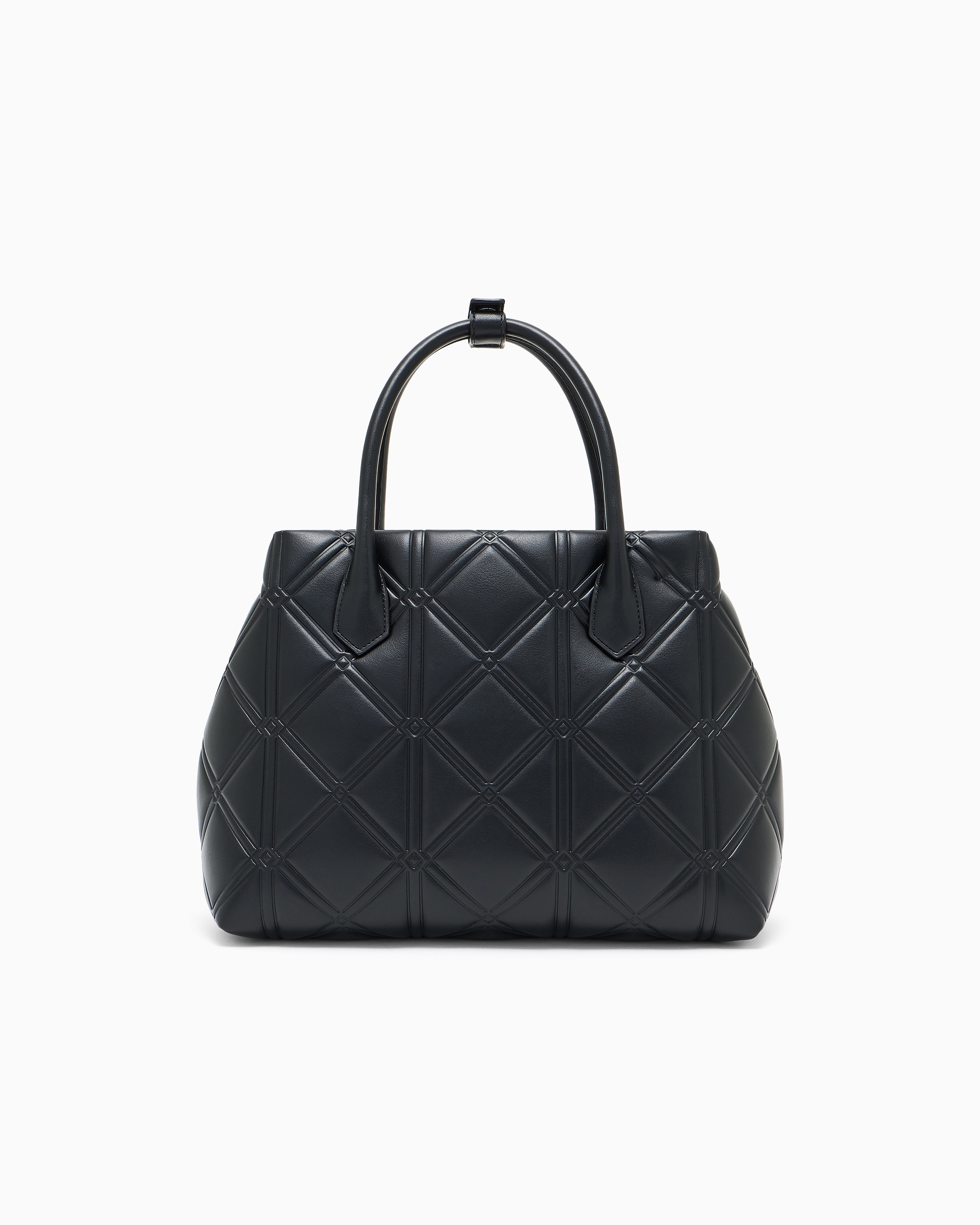 Emporio Armani - Nappa leather-effect shopper bag with embossed motif, Woman, Black, Size: TU