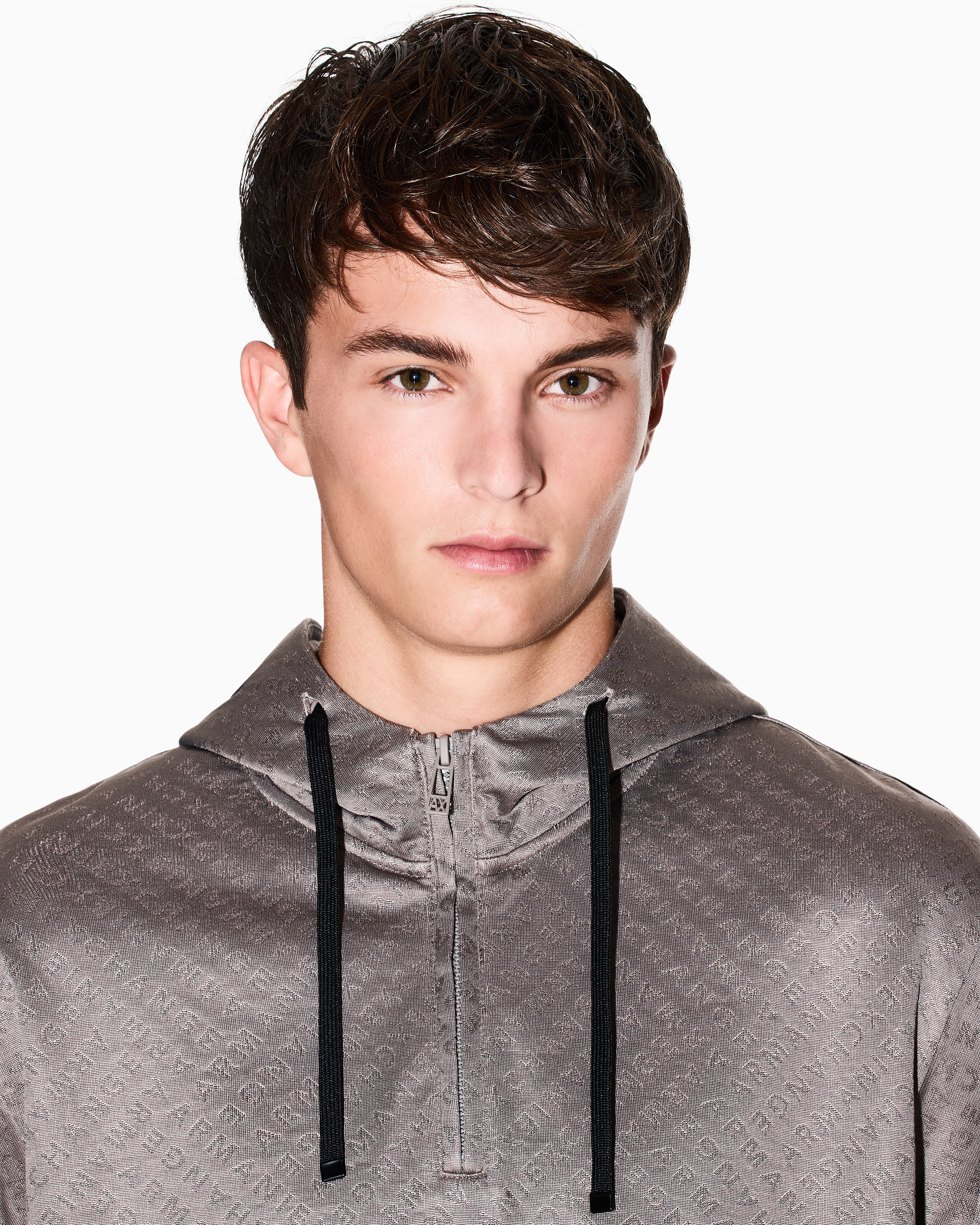 Armani Exchange - Micro texture hoodie, Man, Brown, Size:
