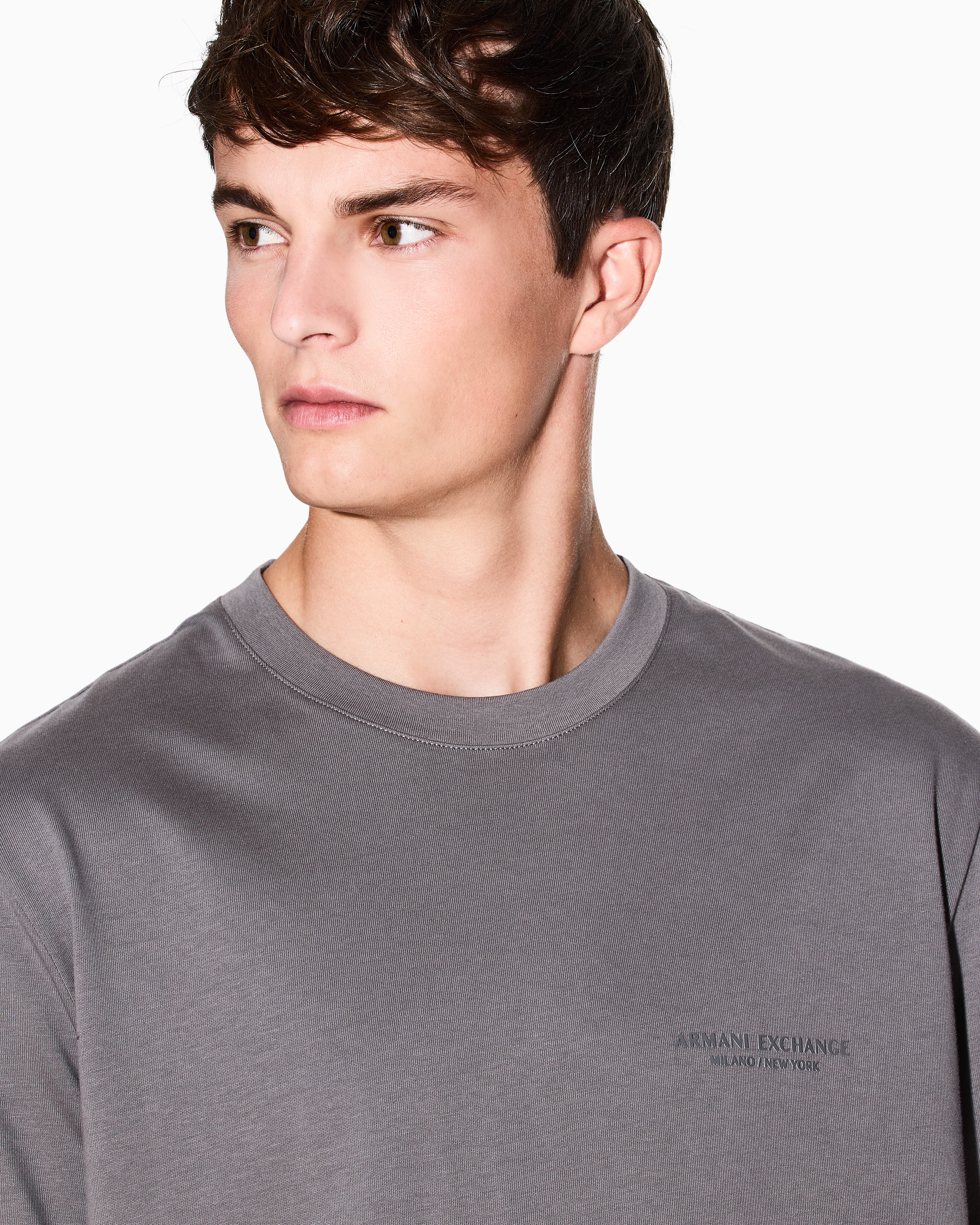 Armani Exchange - Regular fit T-shirt with logo, Man, Grey, Size: