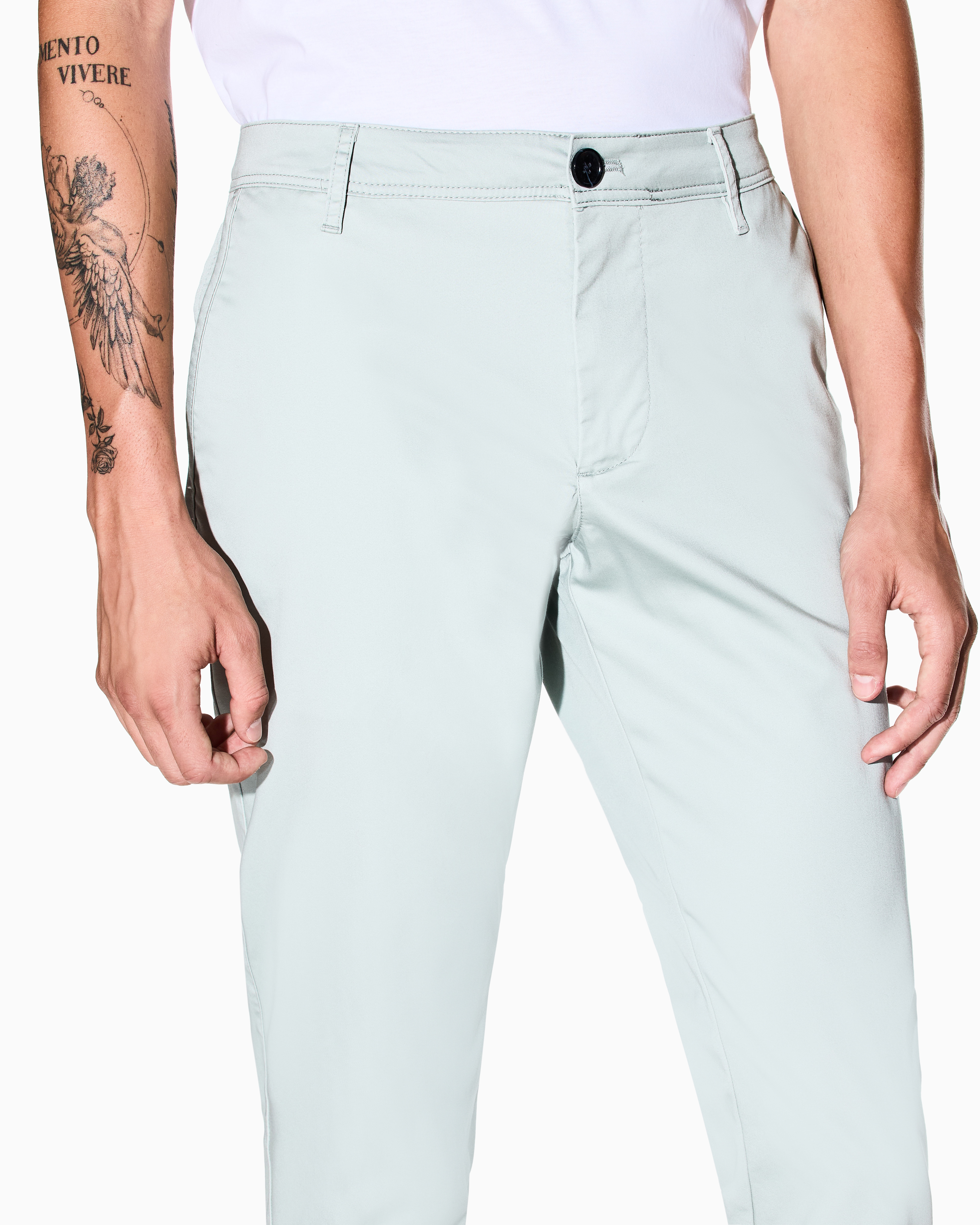 Armani Exchange Stretch Cotton Chinos In Blue