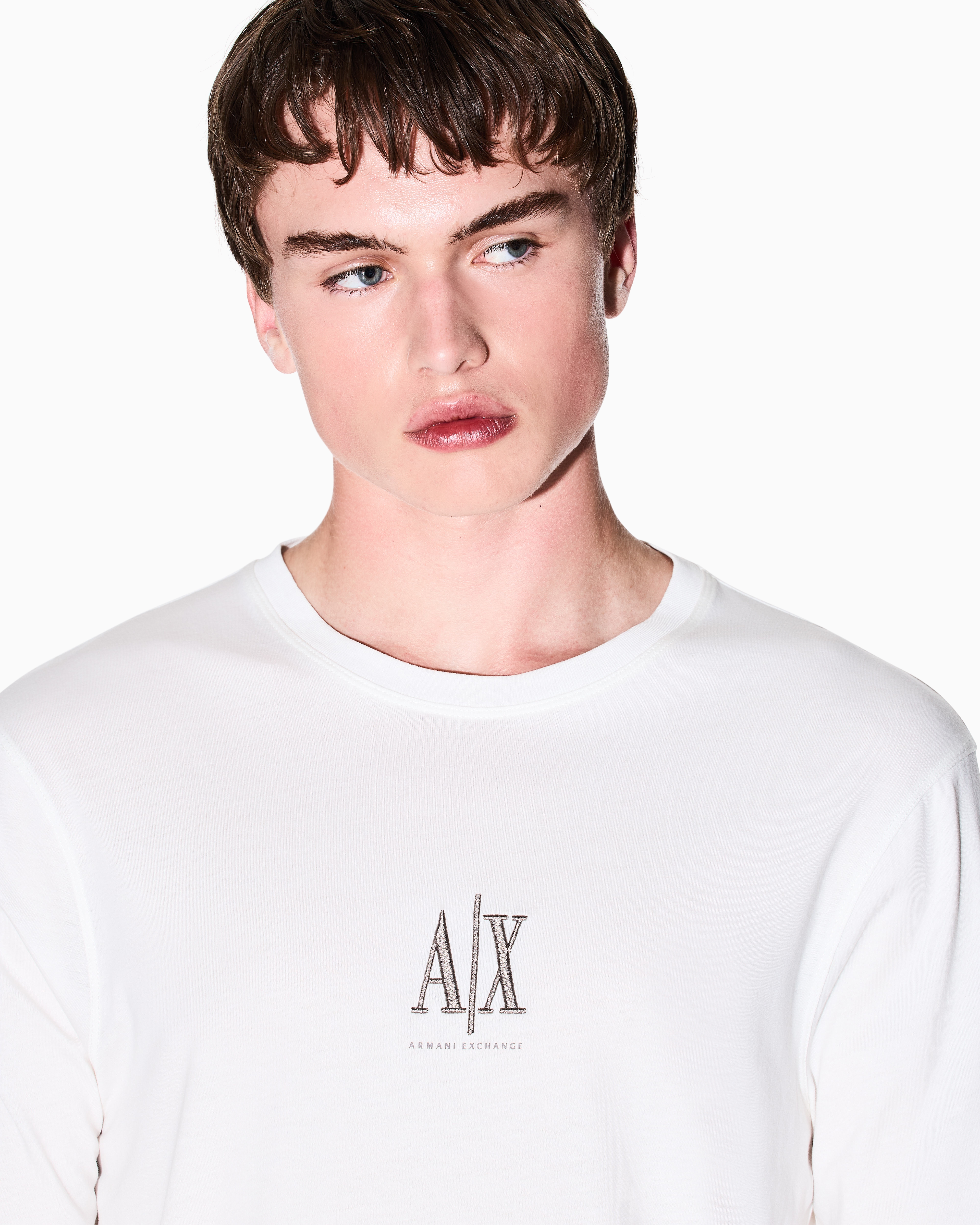 Armani Exchange - Long-sleeved T-shirt with embroidered logo, Man, White, Size: