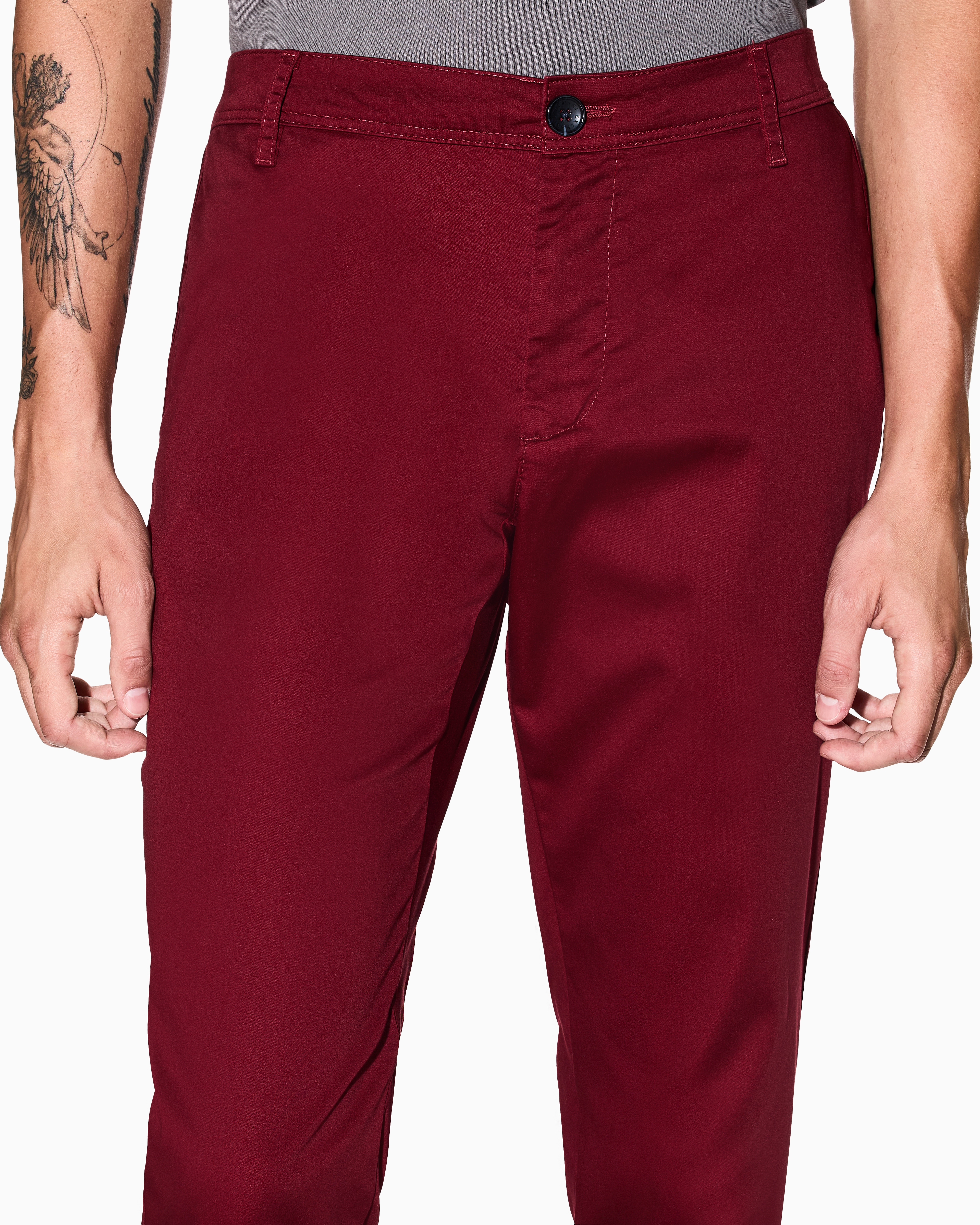 Armani Exchange Stretch Cotton Chinos In Burgundy
