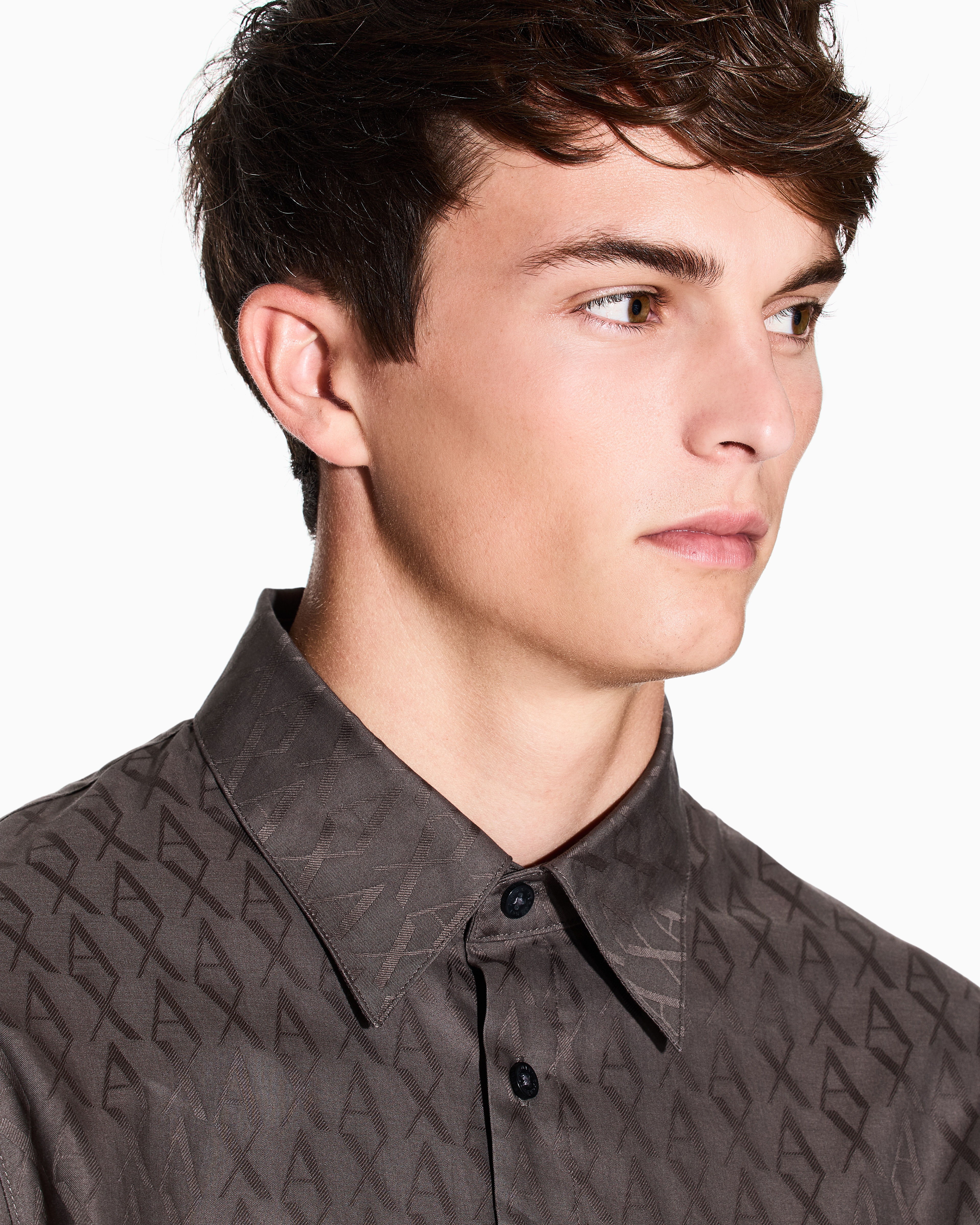 Armani Exchange - Regular fit cotton jacquard shirt, Man, Green, Size: