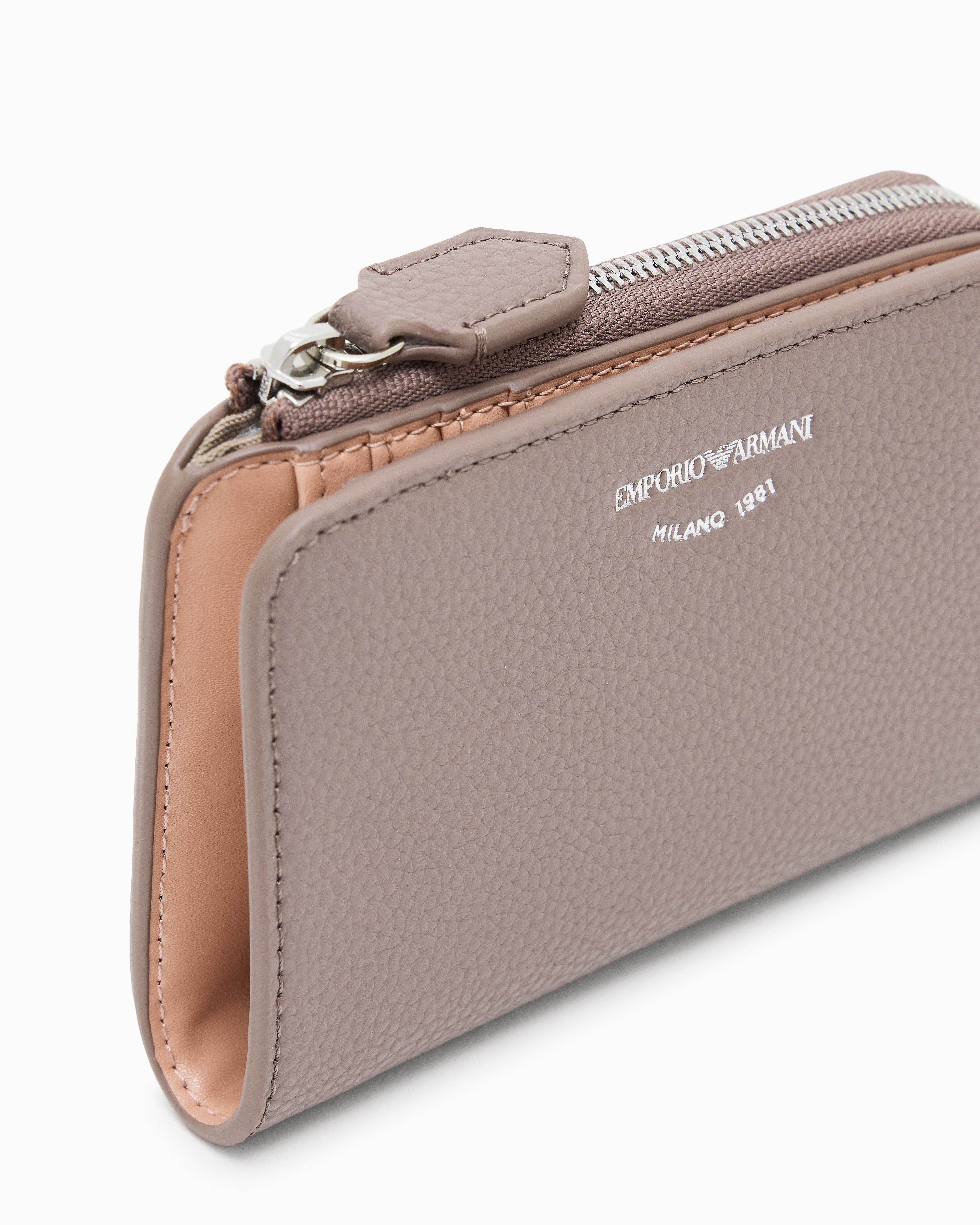 Emporio Armani - Deer-print MyEA wallet with coin purse, Woman, Beige, Size: TU