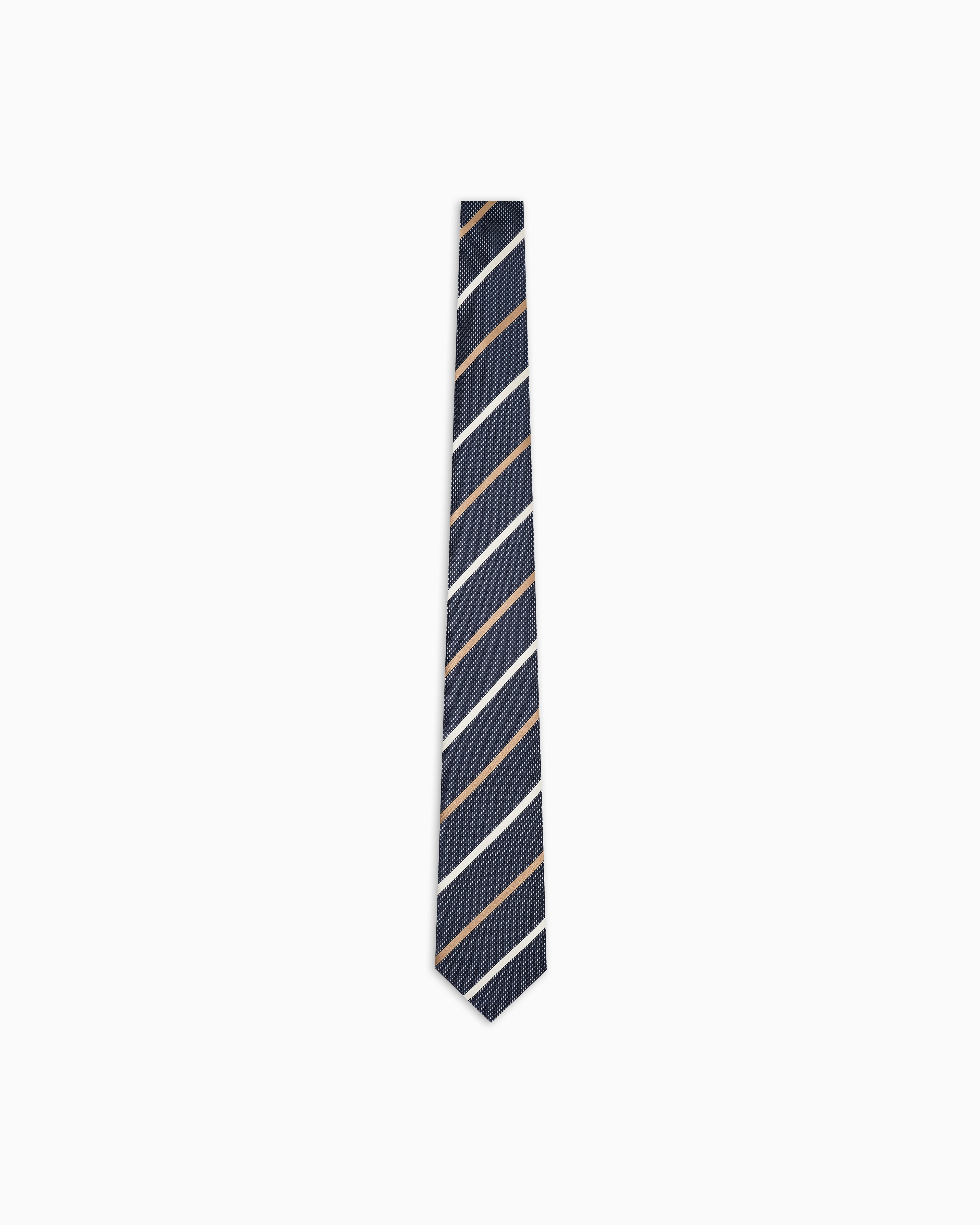 Emporio Armani - Pure silk tie with jacquard pattern, Man, Navy Blue, Size: TU