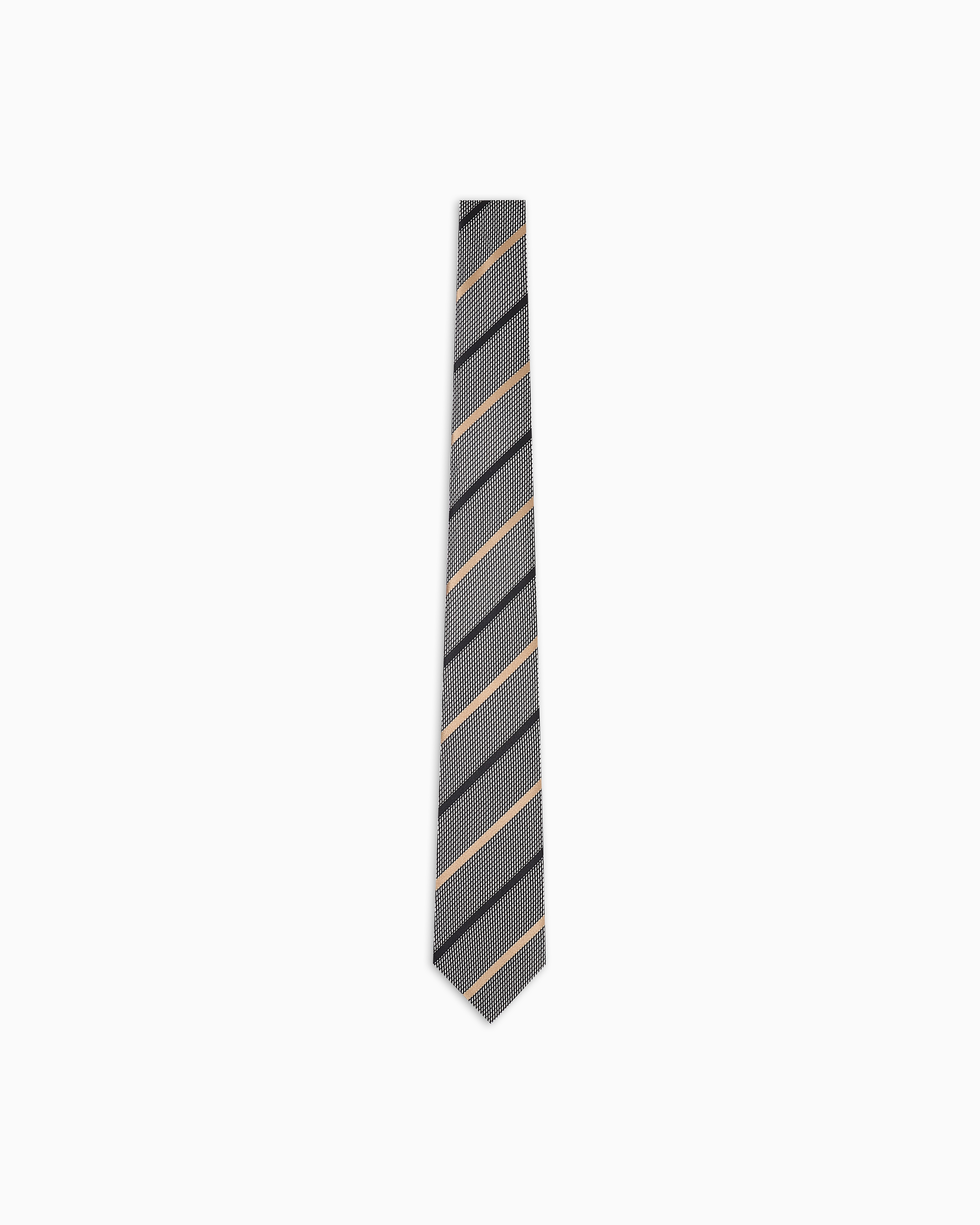 Emporio Armani - Pure silk tie with jacquard pattern, Man, Grey, Size: TU