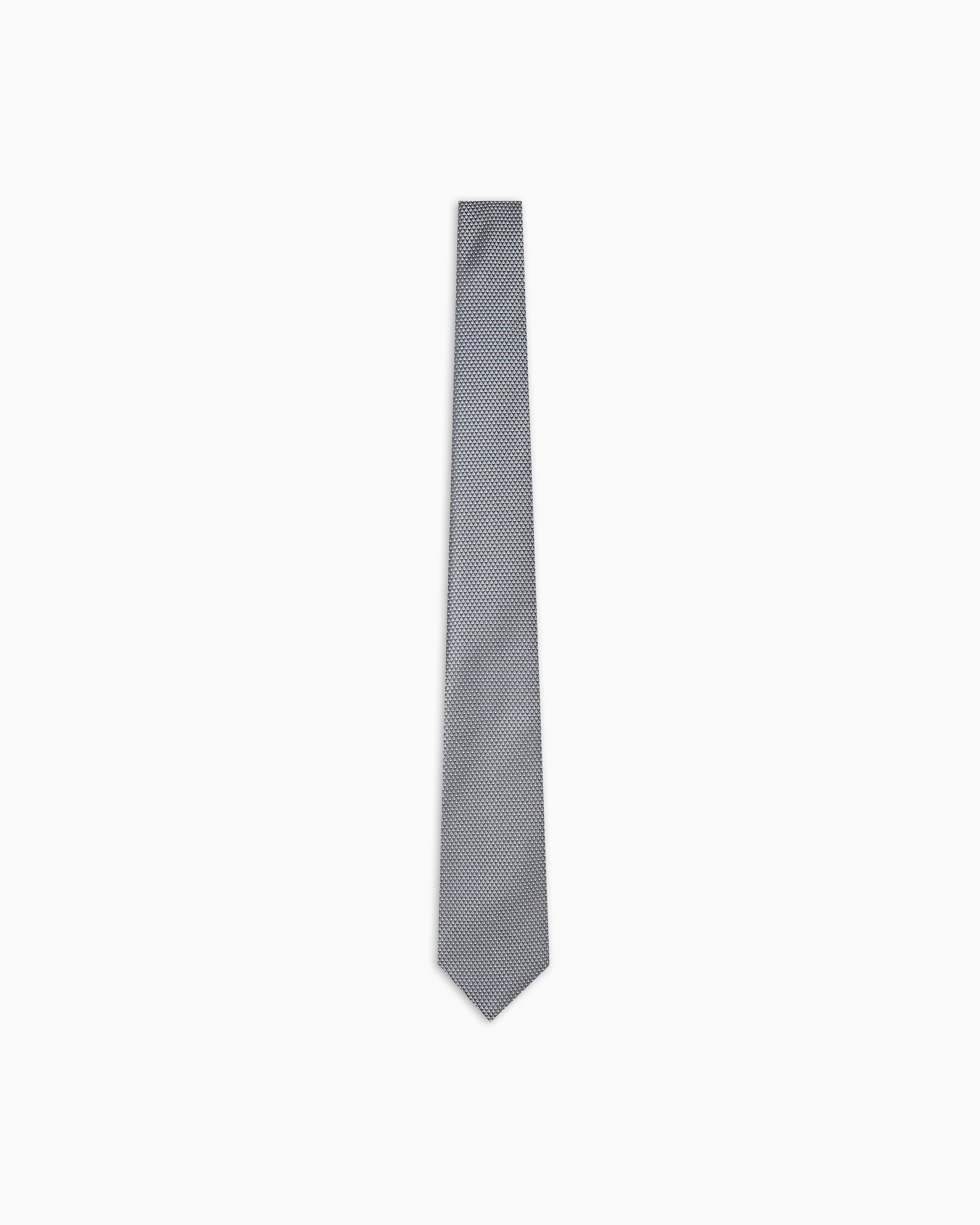 Emporio Armani Silk Blend Tie With Jacquard Op-art Micro-pattern In Gray