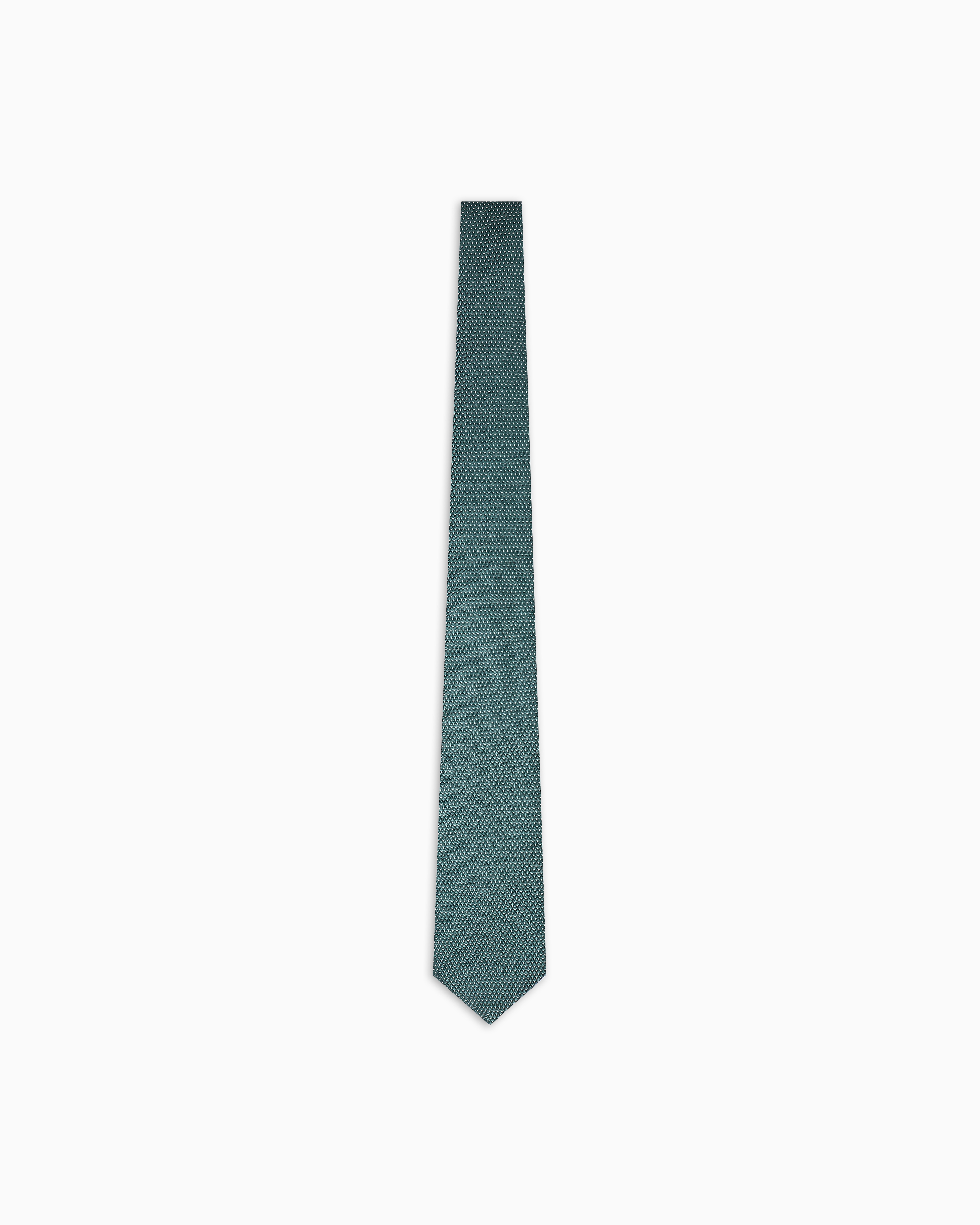 Emporio Armani Silk Blend Tie With Jacquard Op-art Micro-pattern In Green