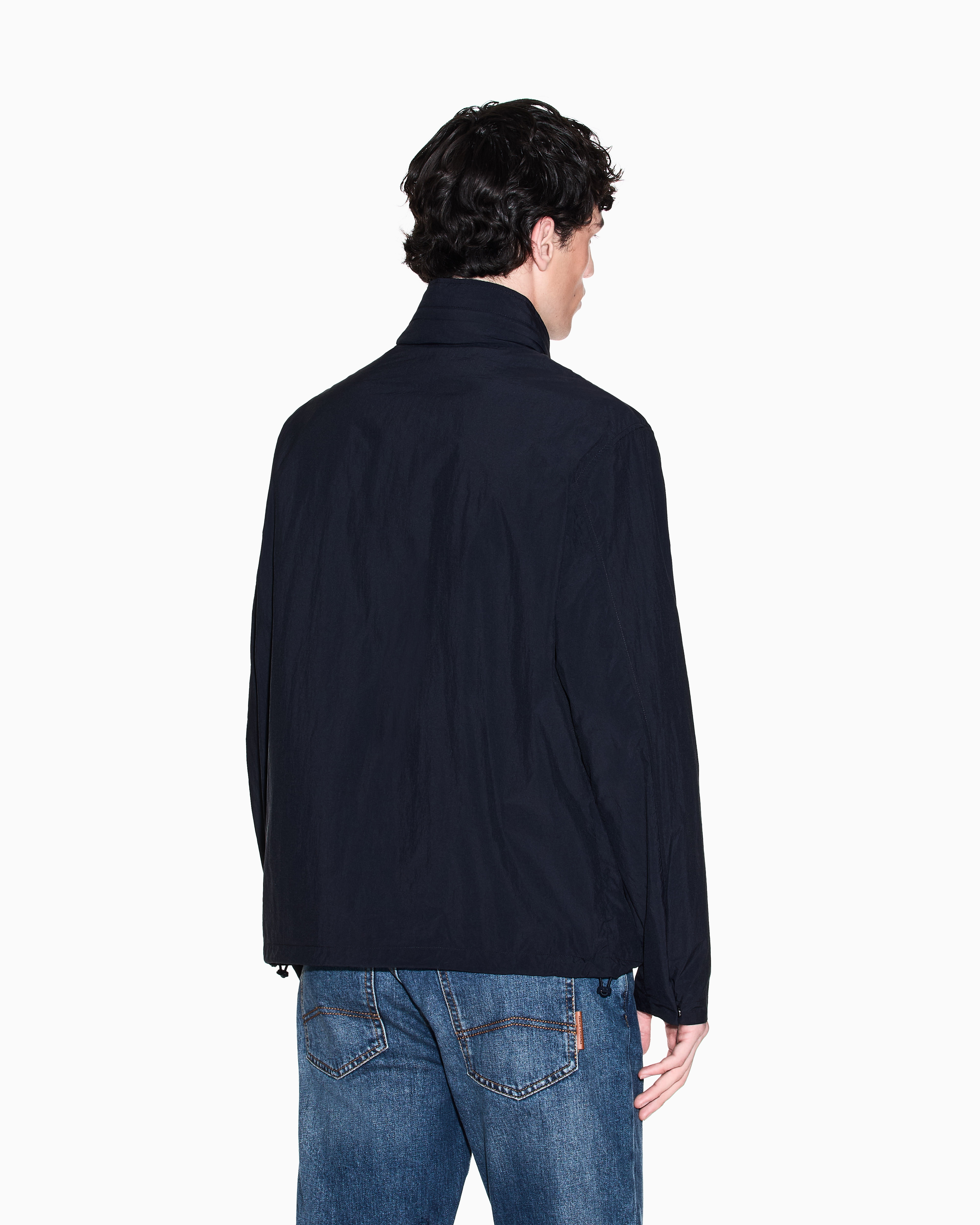 Armani Exchange - LIGHTWEIGHT ZIP UP LOGO JACKET, Man, Navy Blue, Size: