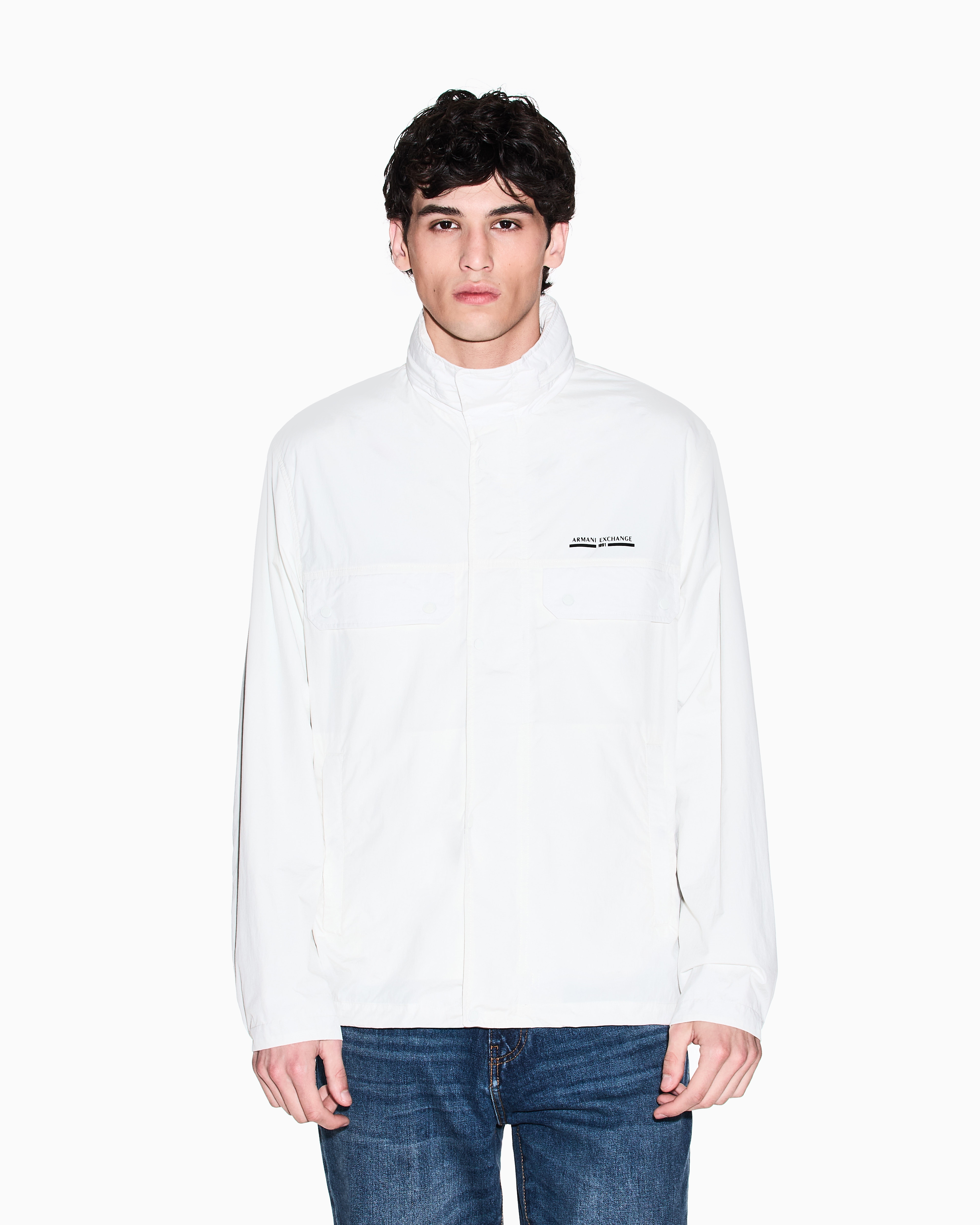 Armani Exchange - LIGHTWEIGHT ZIP UP LOGO JACKET, Man, White, Size: