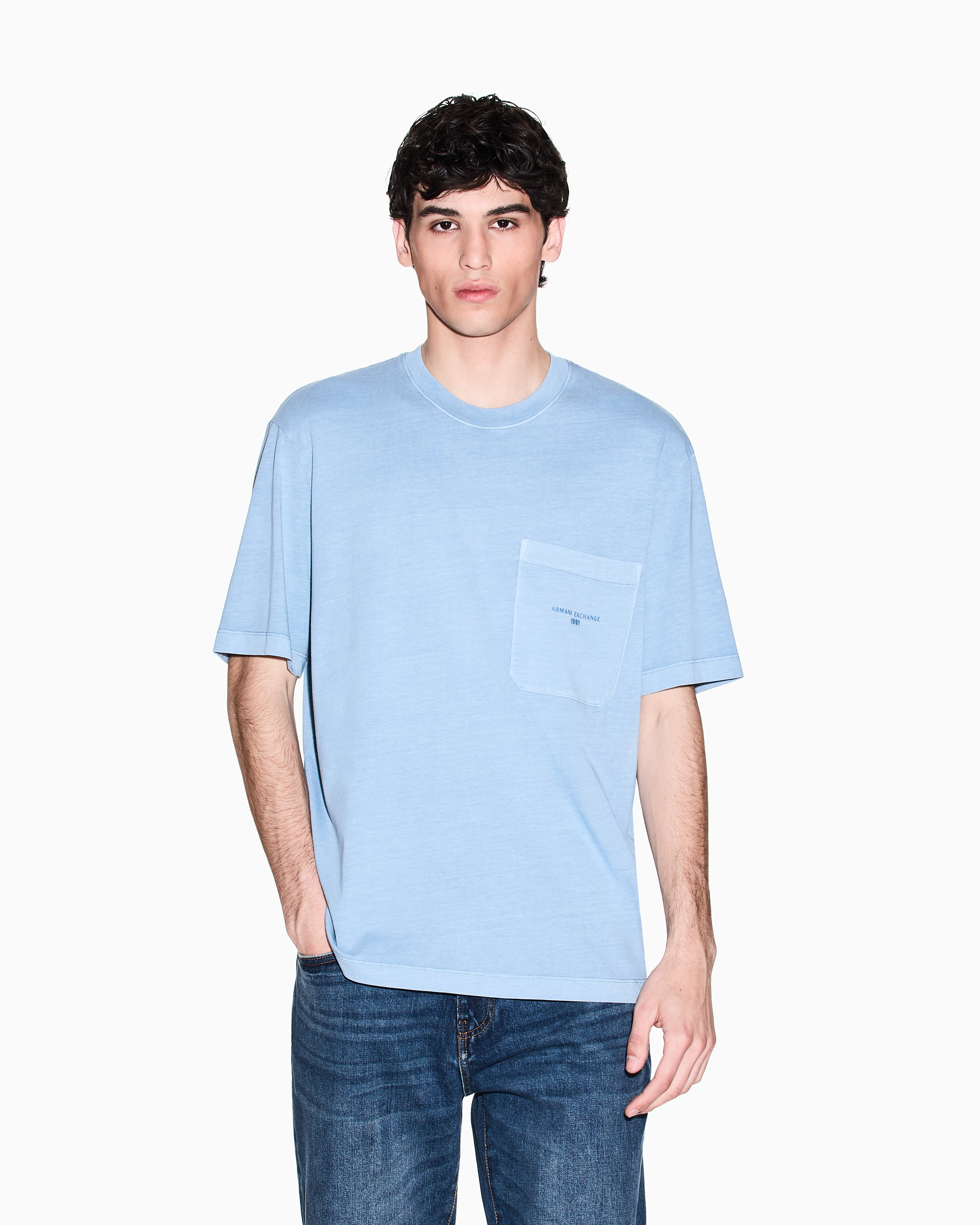Armani Exchange - Regular Fit T-Shirts, Man, Light Blue, Size:
