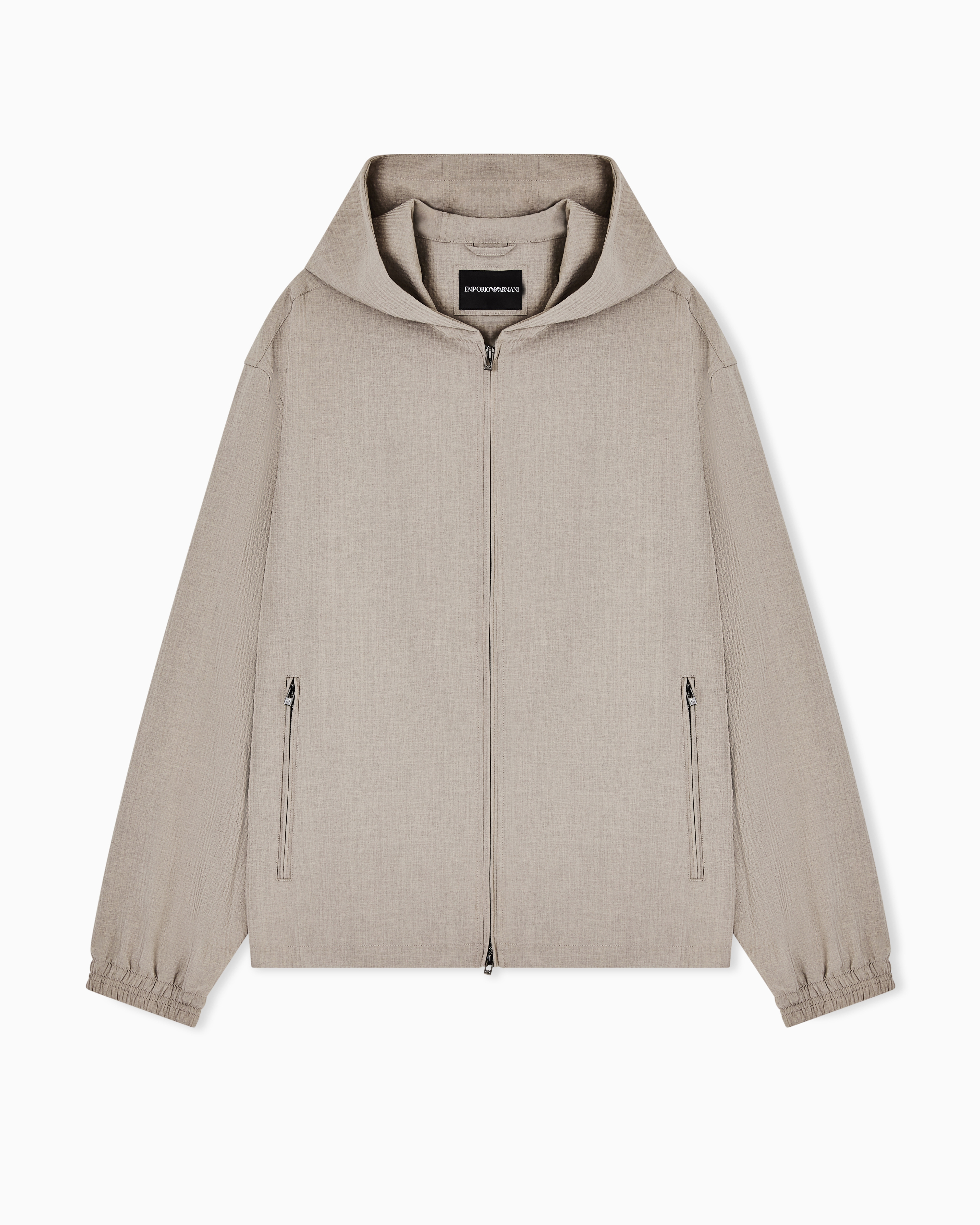 Technical-seersucker fabric hooded blouson | Emporio Armani US