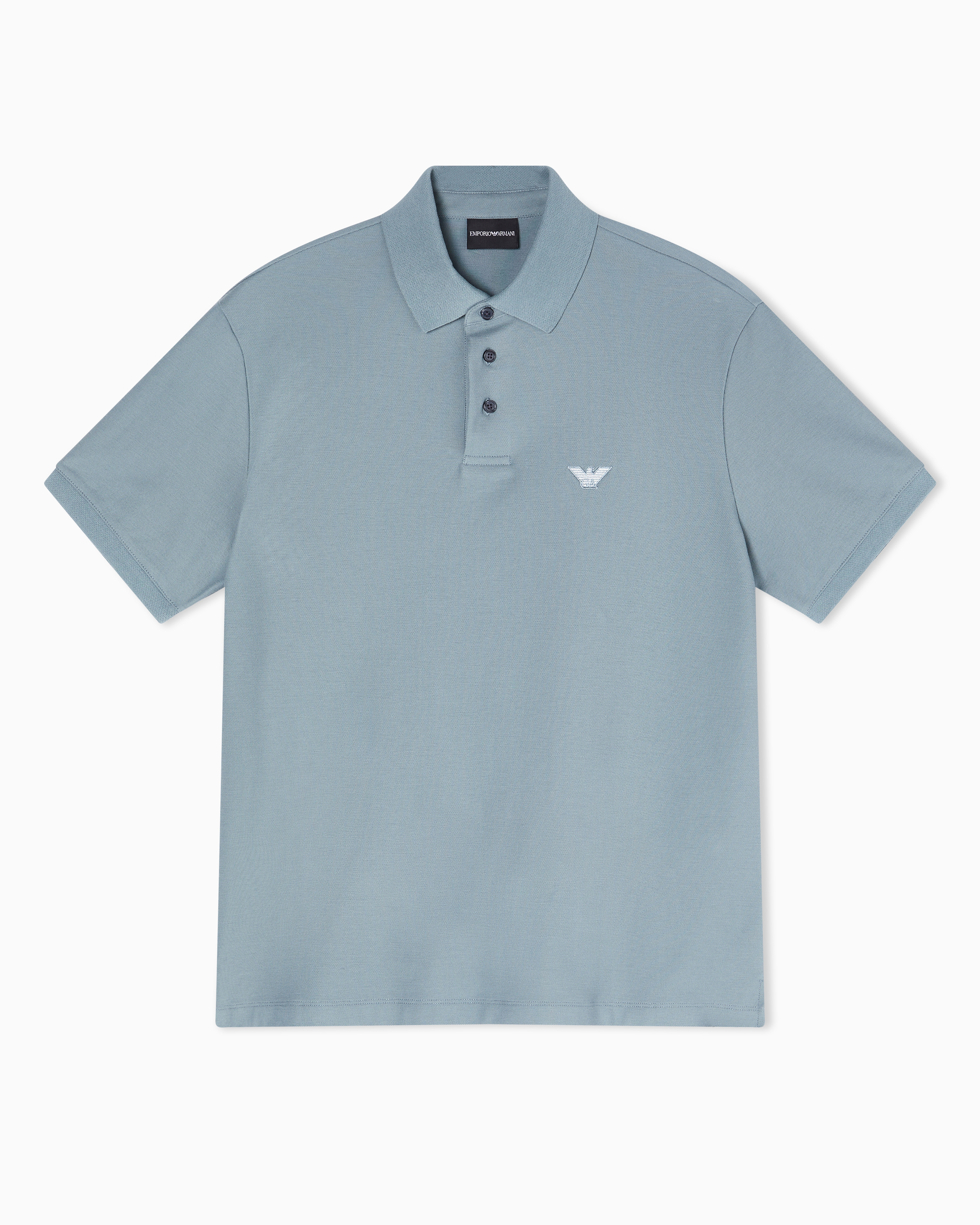 Piqué polo shirt with embroidered eagle | Emporio Armani US