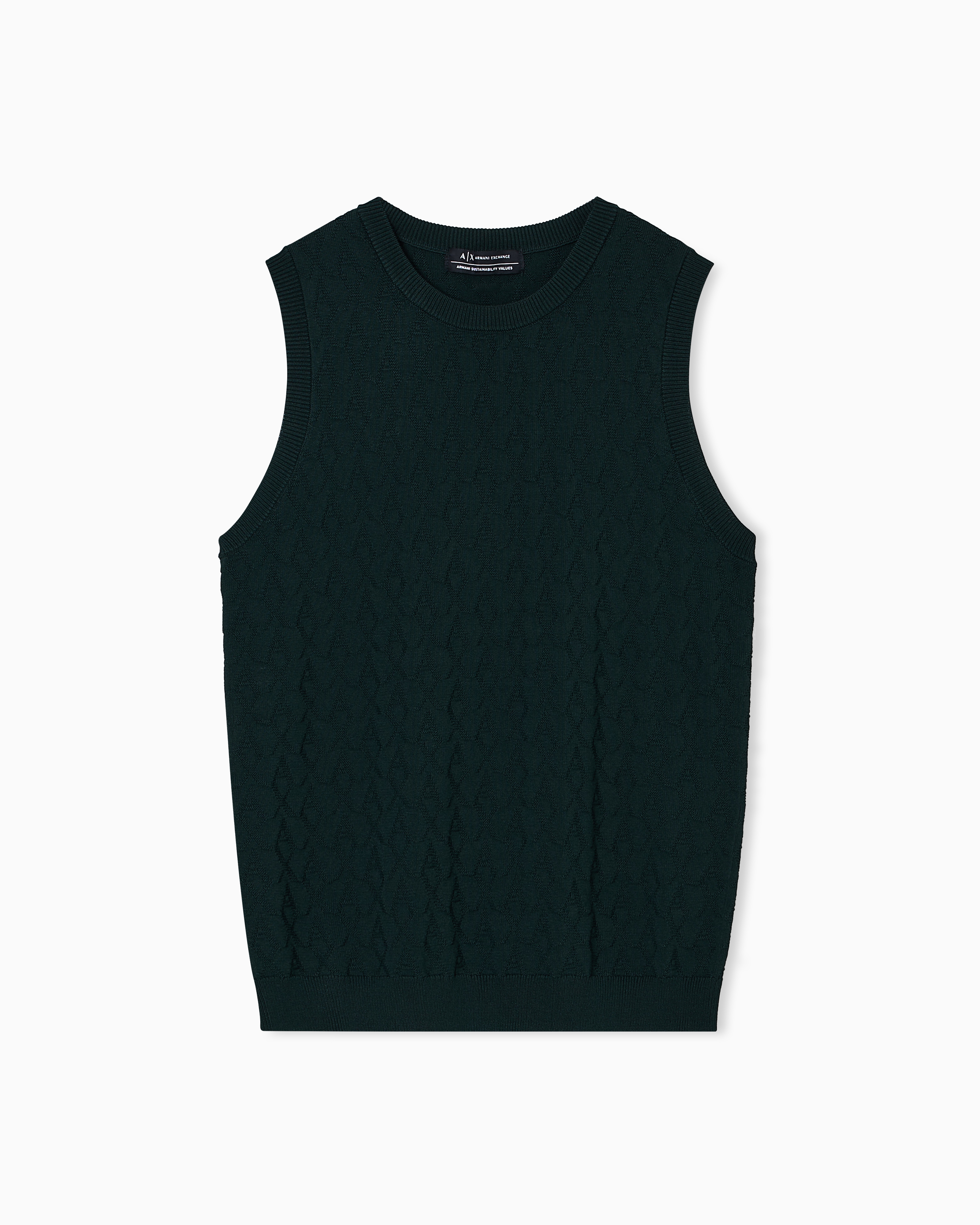 Armani Exchange Top With Allover Logo In Blue