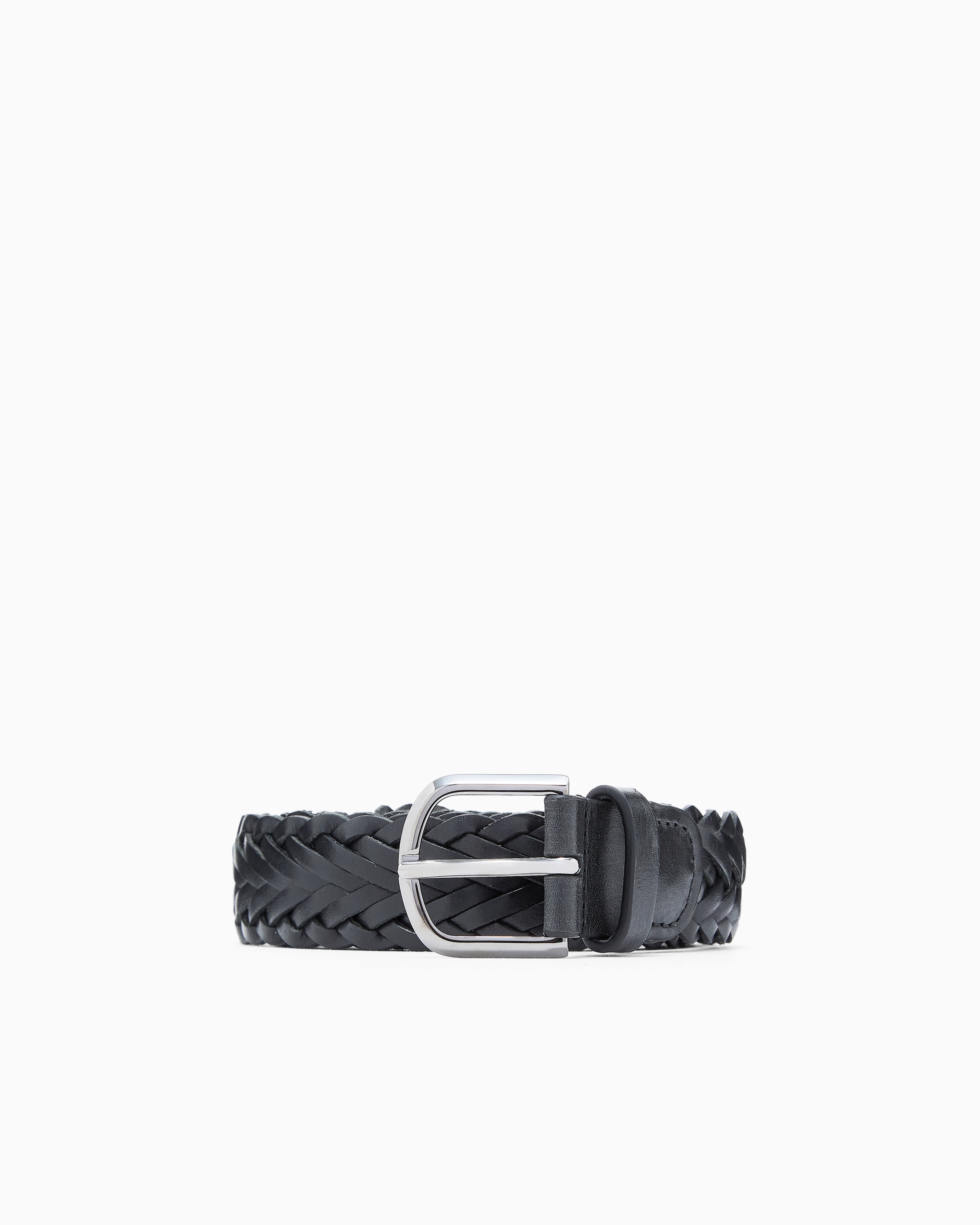 Giorgio Armani ブラックレザーベルト ベルト ウーブンレザー | Giorgio Armani JP