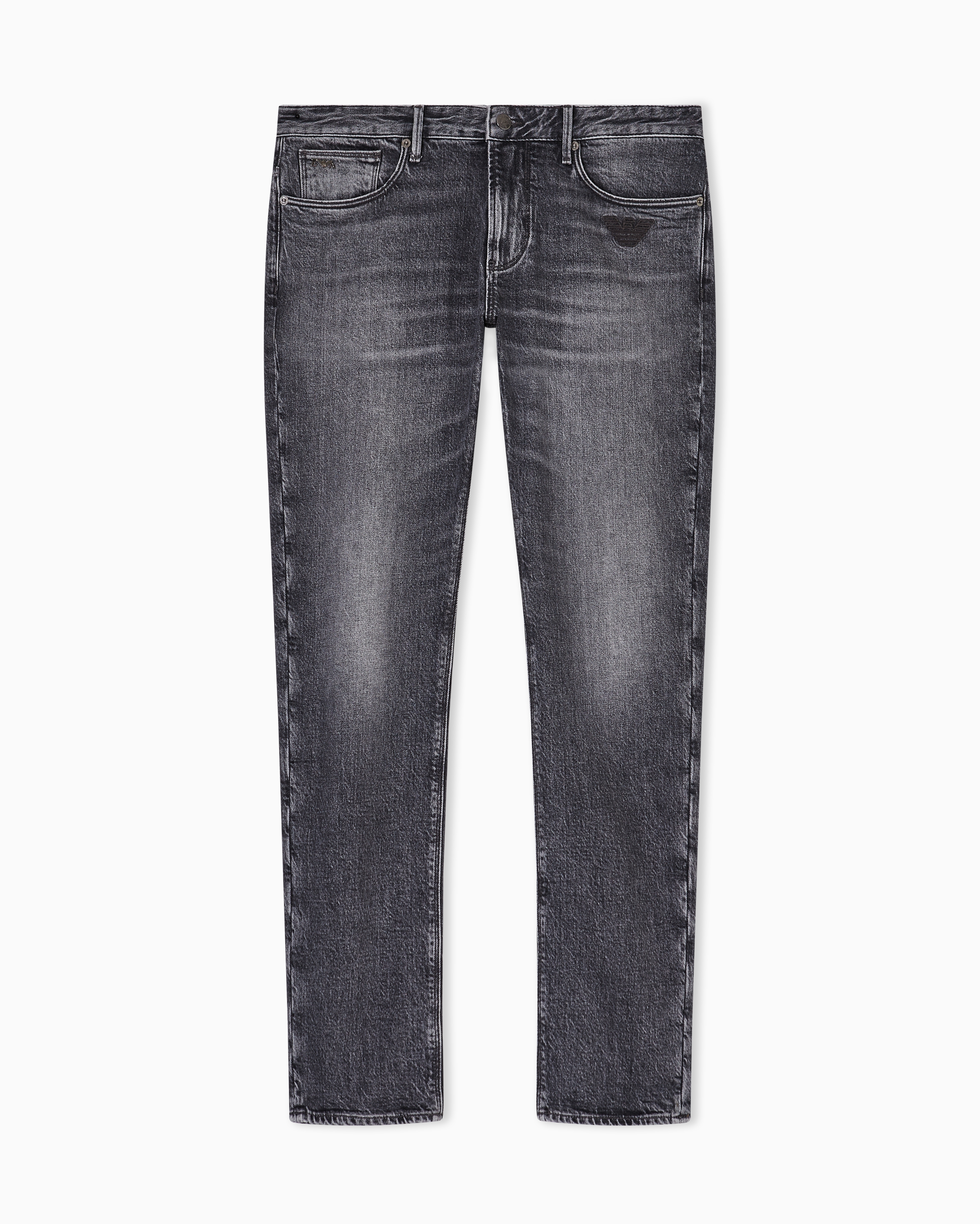 J06 slim-fit washed denim jeans with eagle embroidery | Emporio Armani