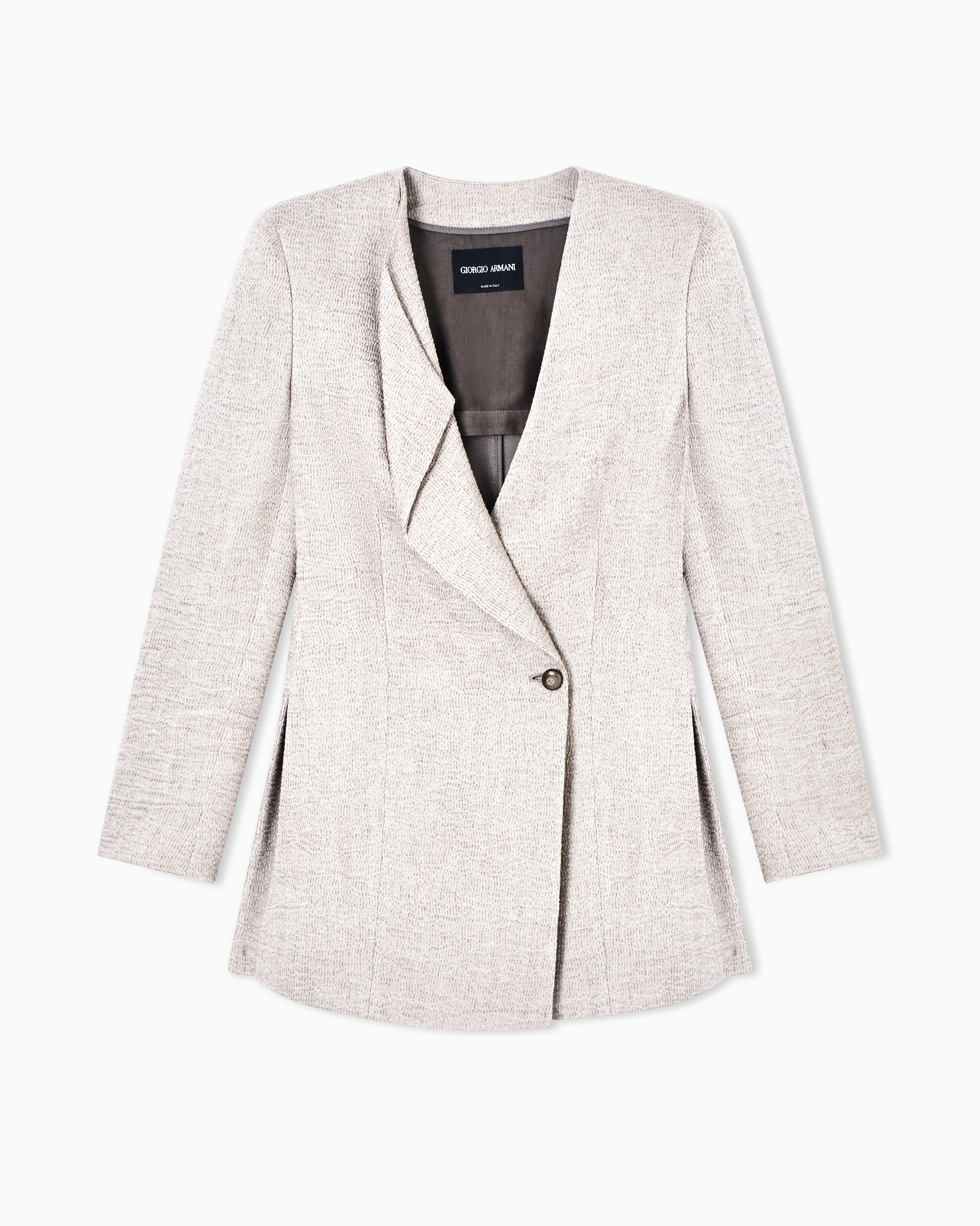 Linen, viscose and silk crêpe single-breasted jacket | Giorgio