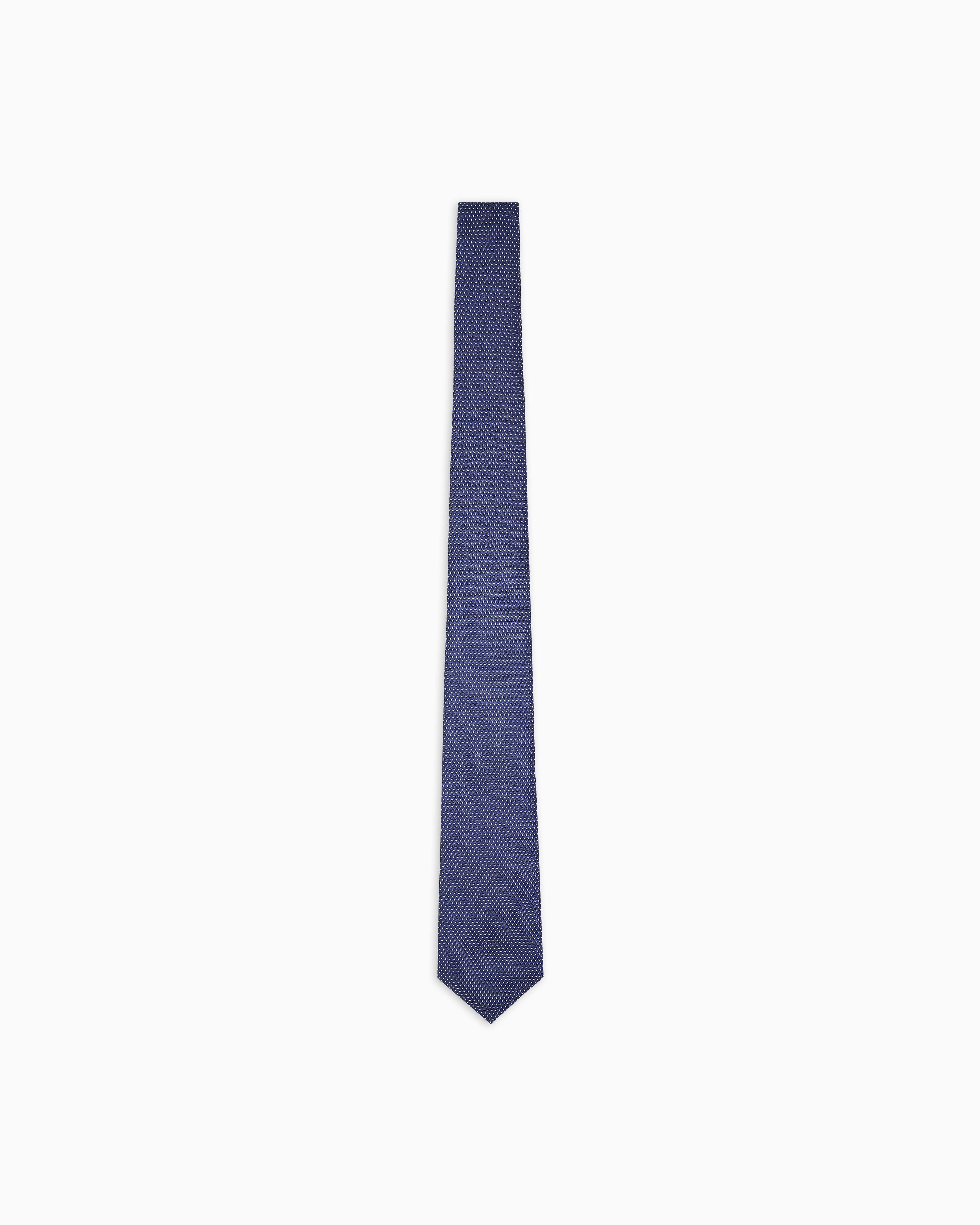 Emporio Armani Silk Blend Tie With Jacquard Op-art Micro-pattern In Blue