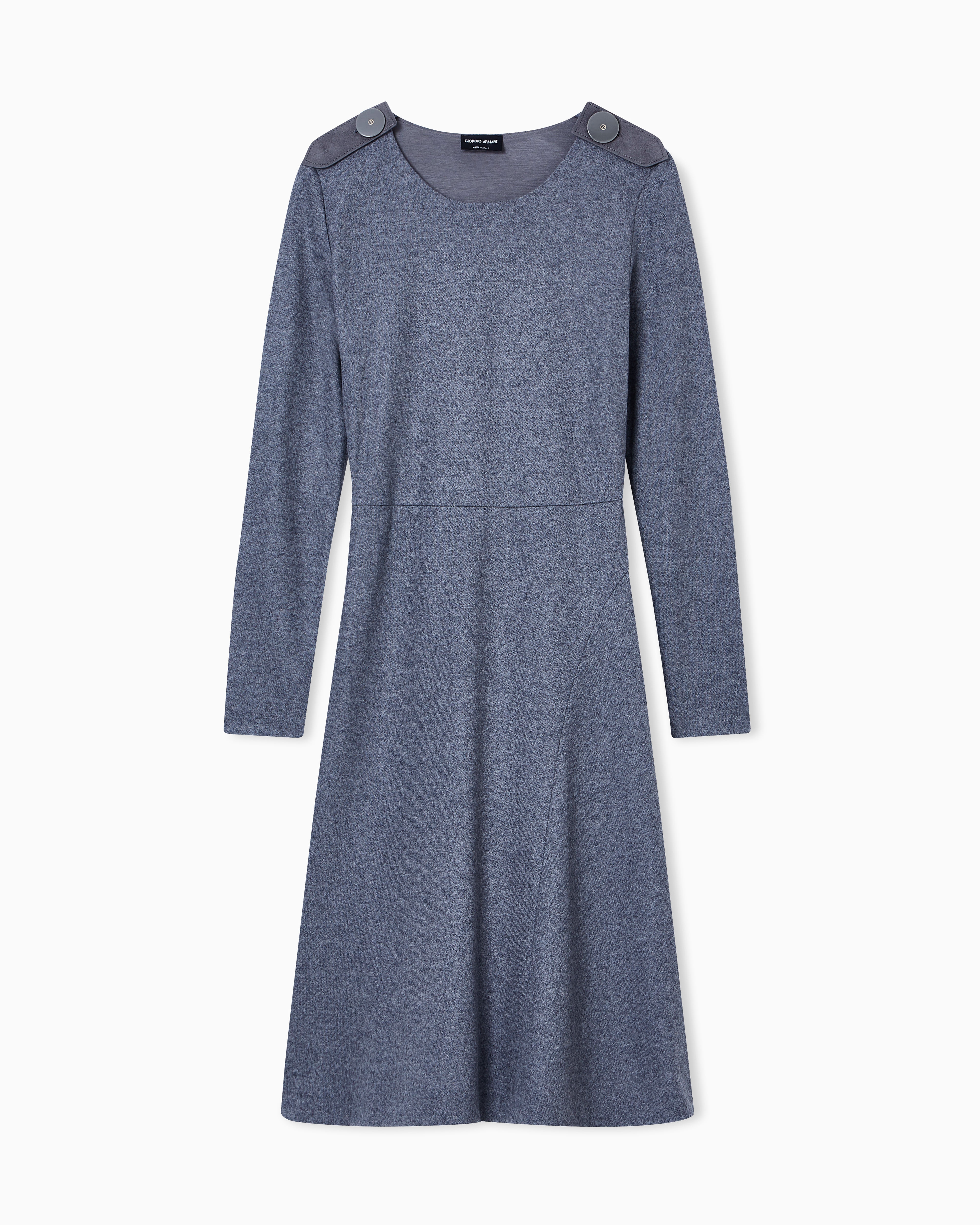 Giorgio Armani Wool Jersey Dress With Epaulettes Detail In Gray