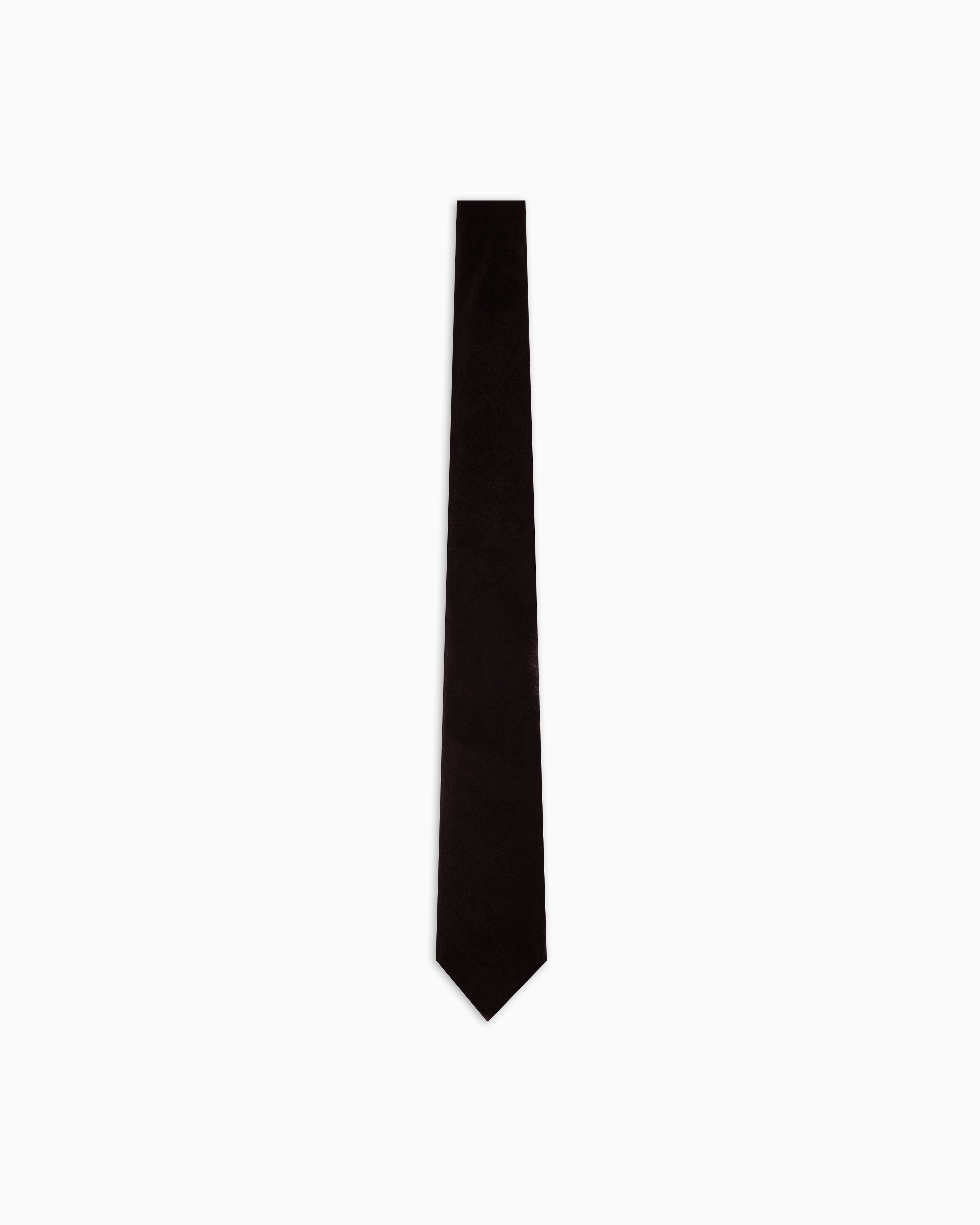 Emporio Armani Pure Silk Eagle And Check Jacquard Tie In Black