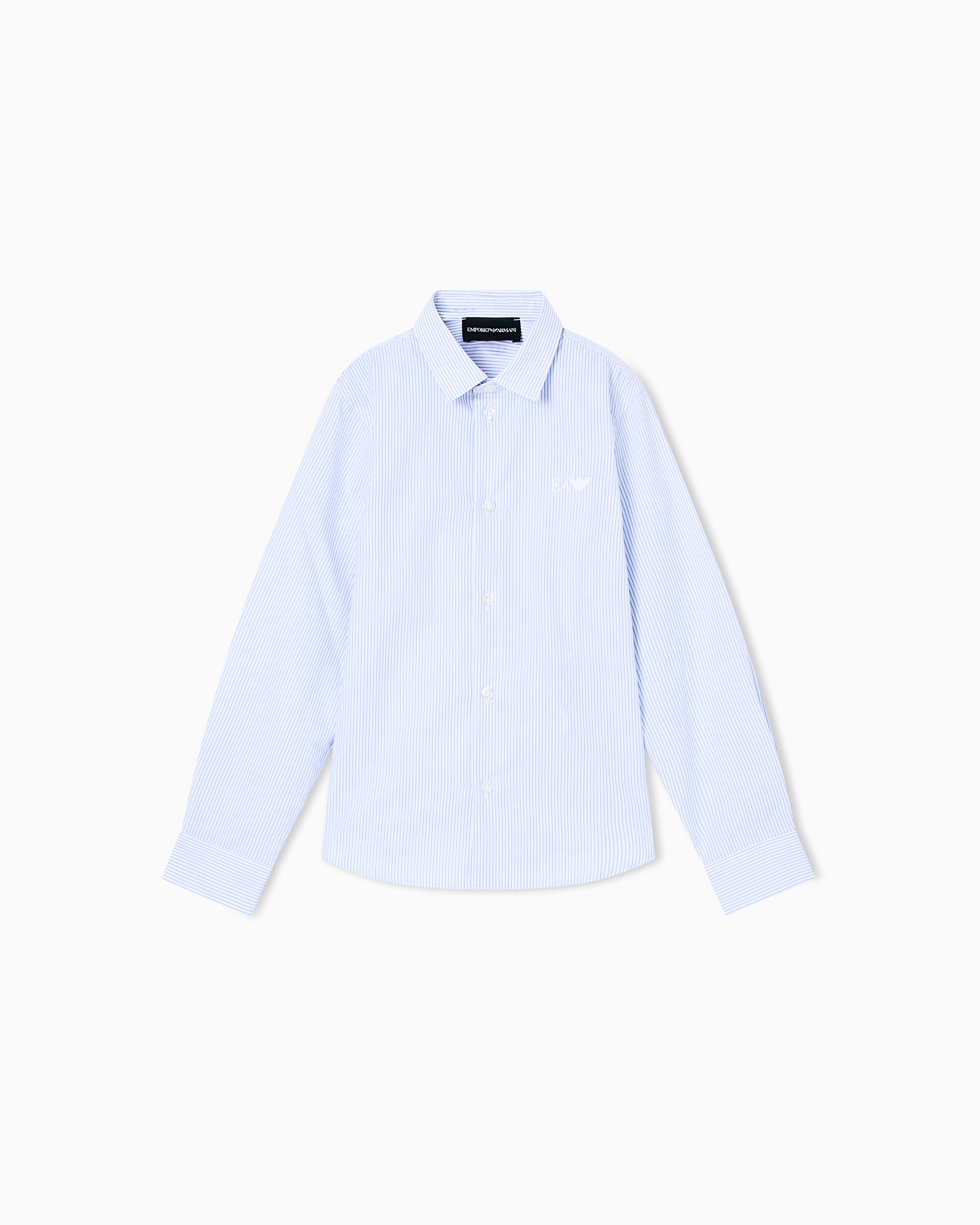 Emporio Armani - Poplin shirt with all-over pattern, Boy, White, Size:
