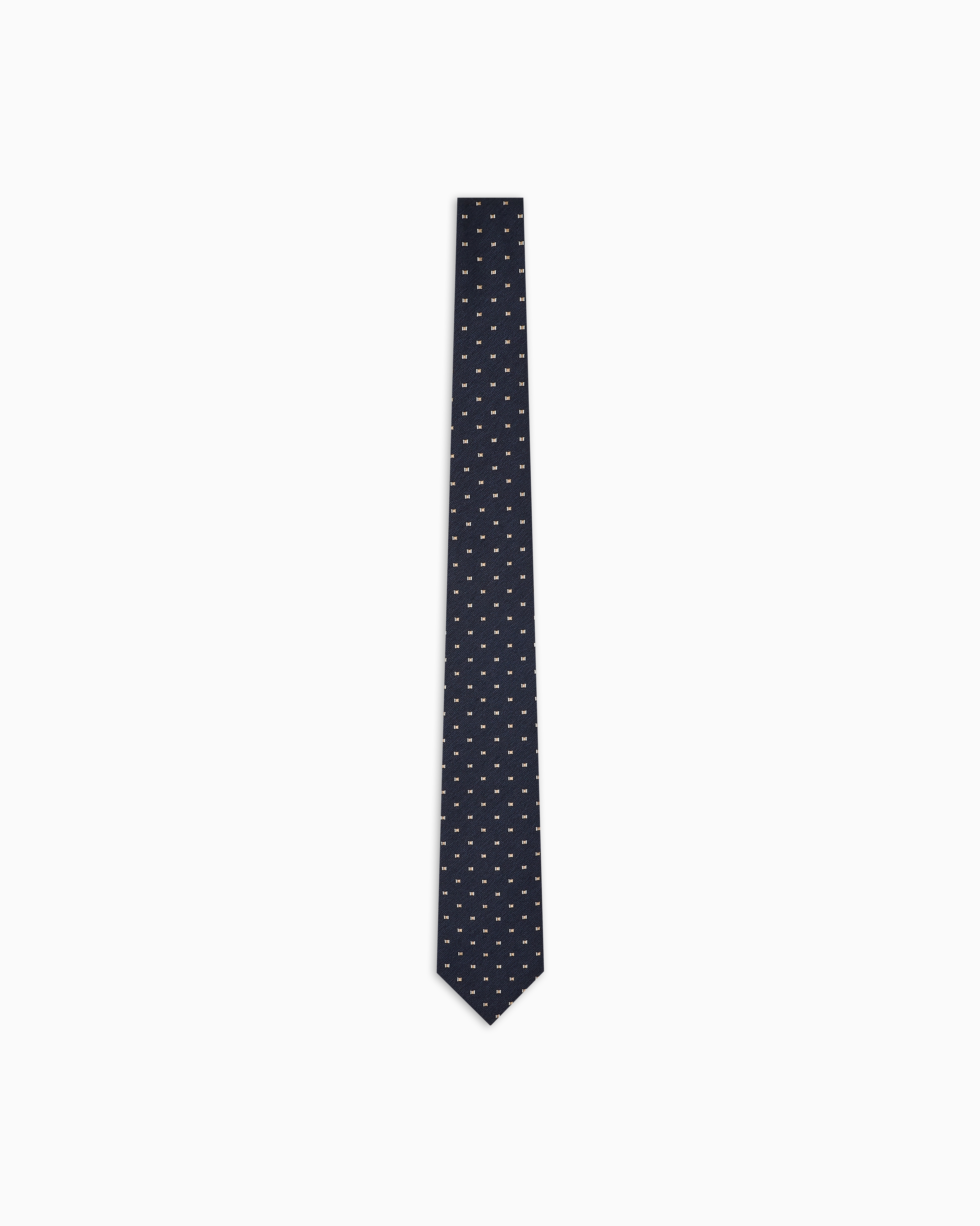 Emporio Armani - Silk blend tie with jacquard micro check, Man, Navy Blue, Size: TU