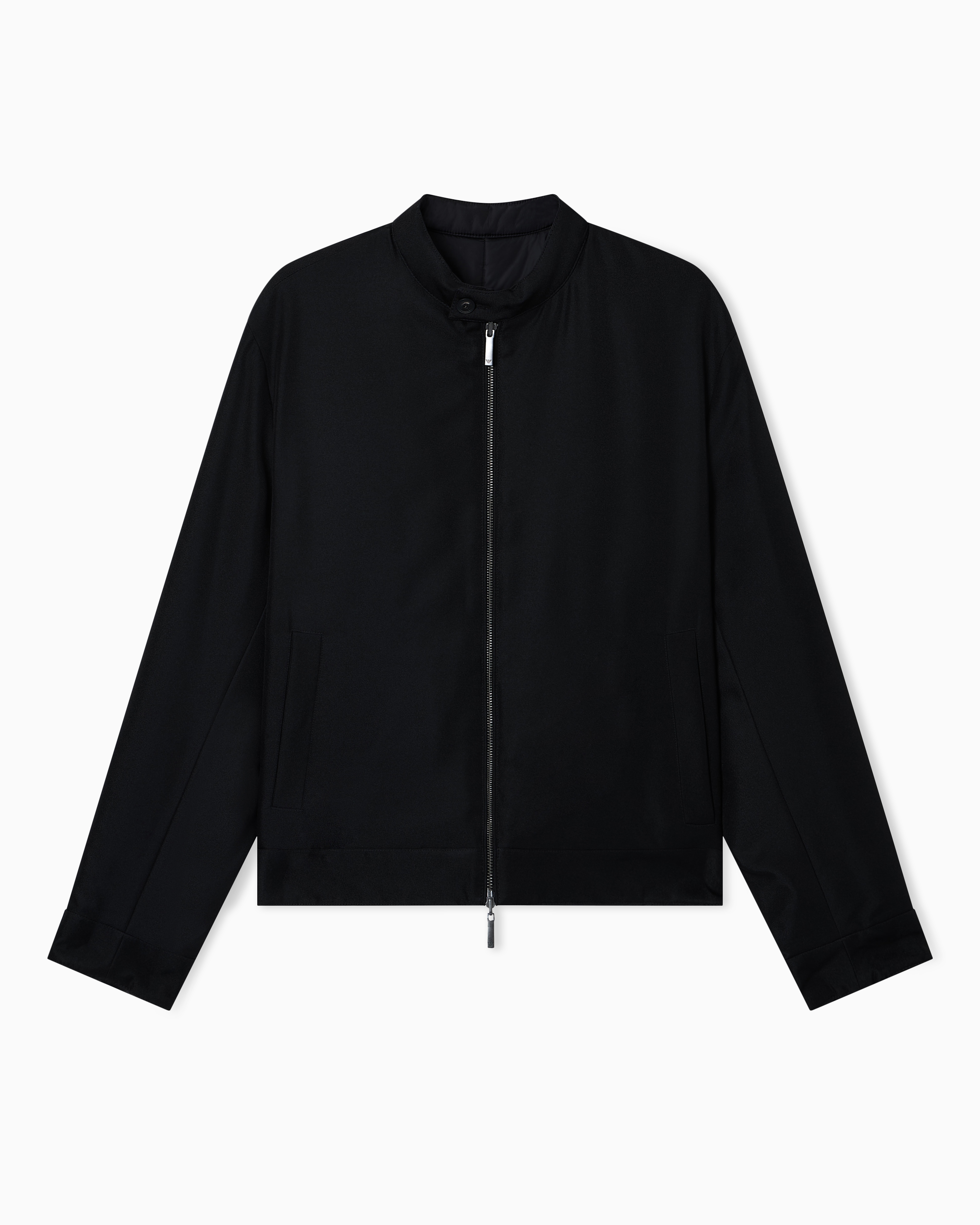 Emporio Armani Veste Zippée Réversible En Tissu Chiné In Black