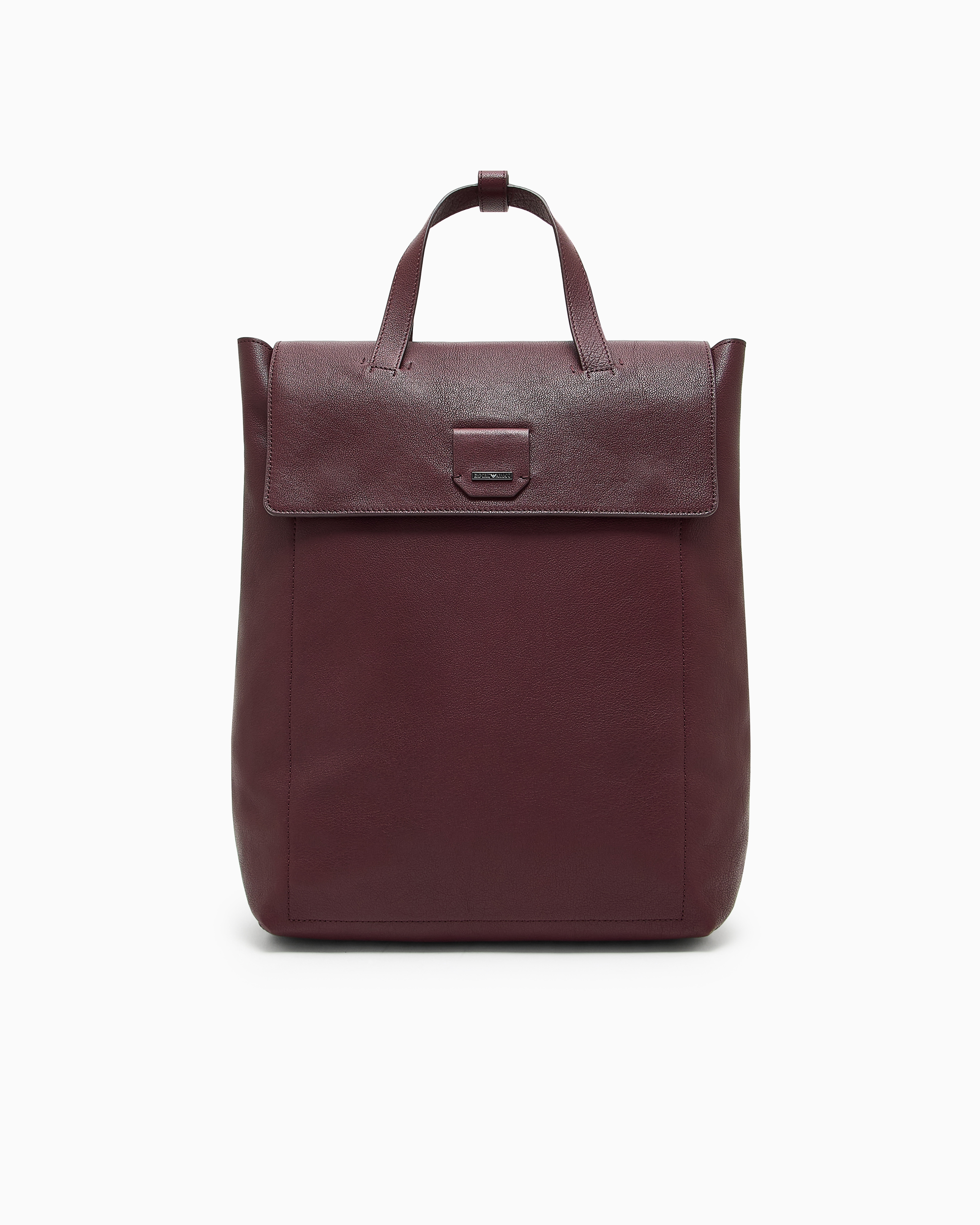 Emporio Armani Buffalo Leather Backpack In Burgundy
