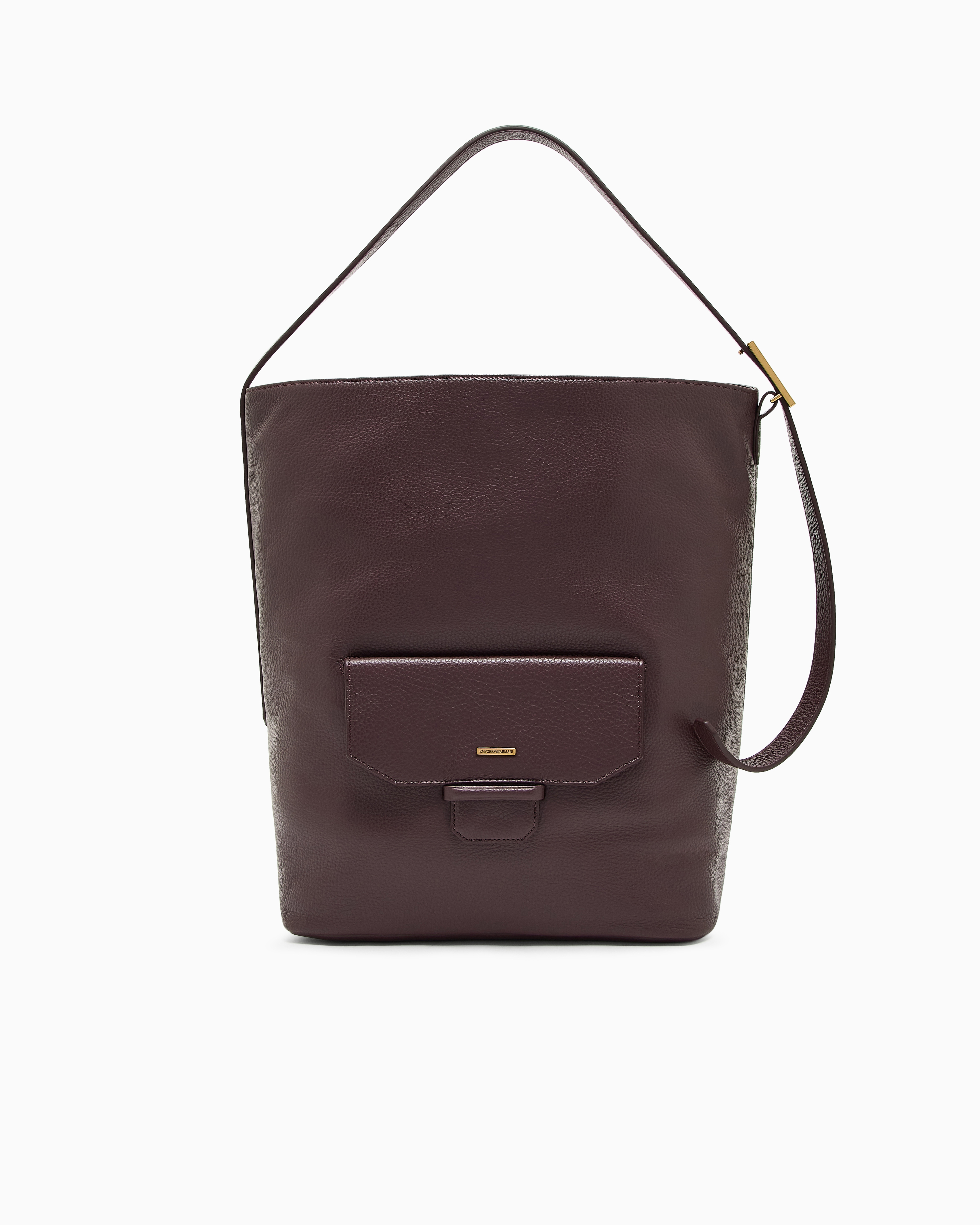 Emporio Armani - Leather shoulder bag, Man, Brown, Size: TU