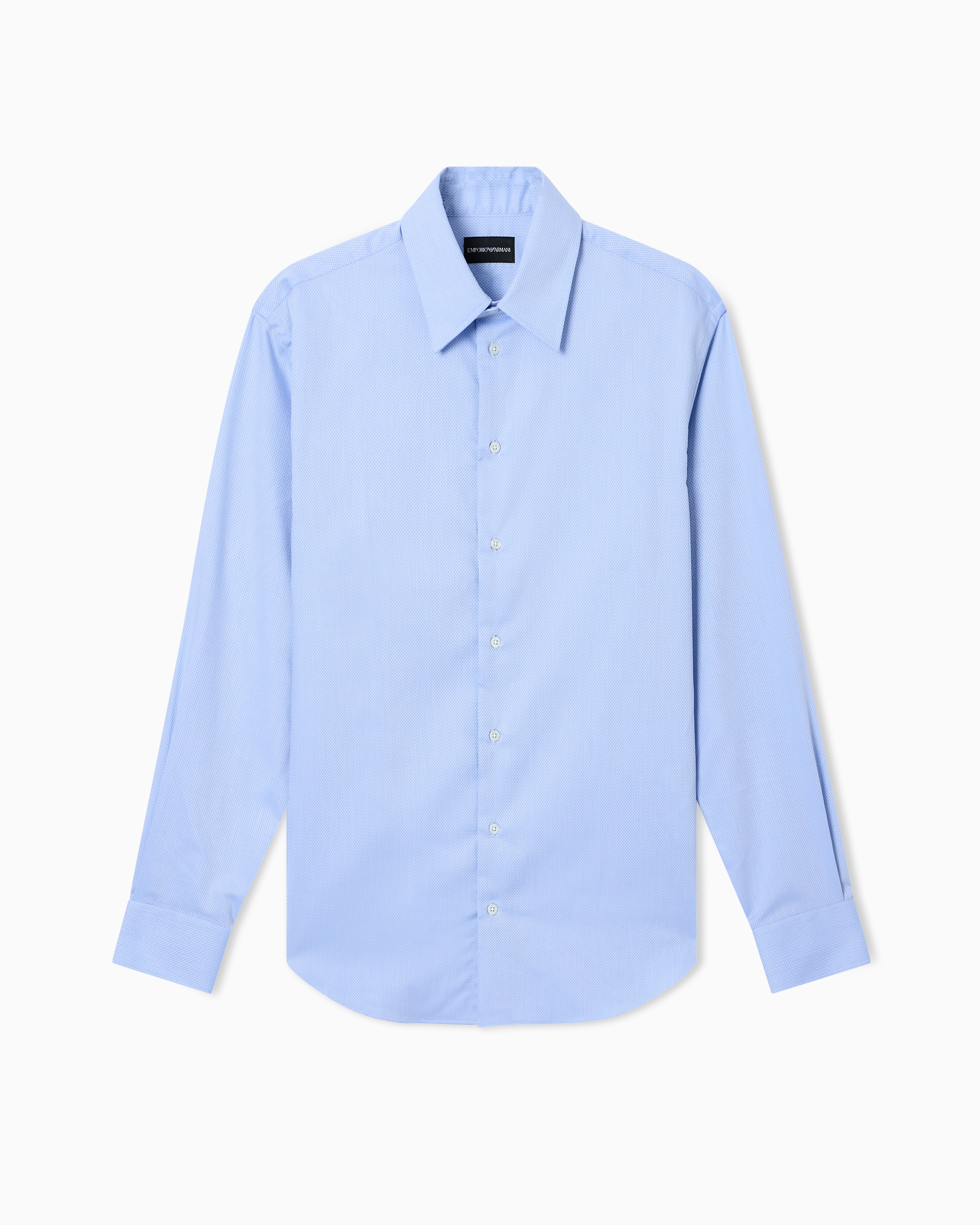 Emporio Armani - Cotton armure shirt, Man, Light Blue, Size: