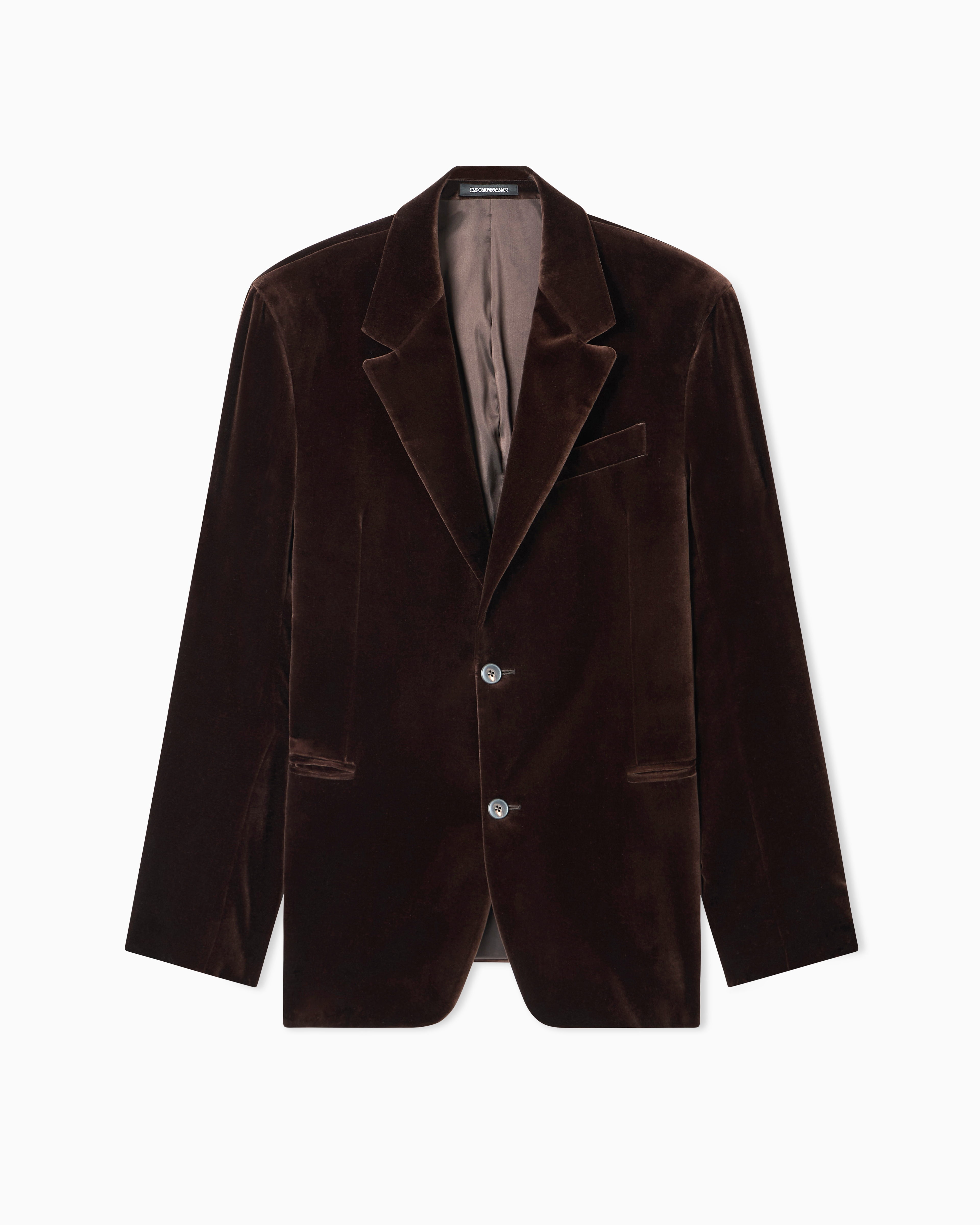 Emporio Armani - Single-breasted jacket smooth velvet, Man, Grey, Size: