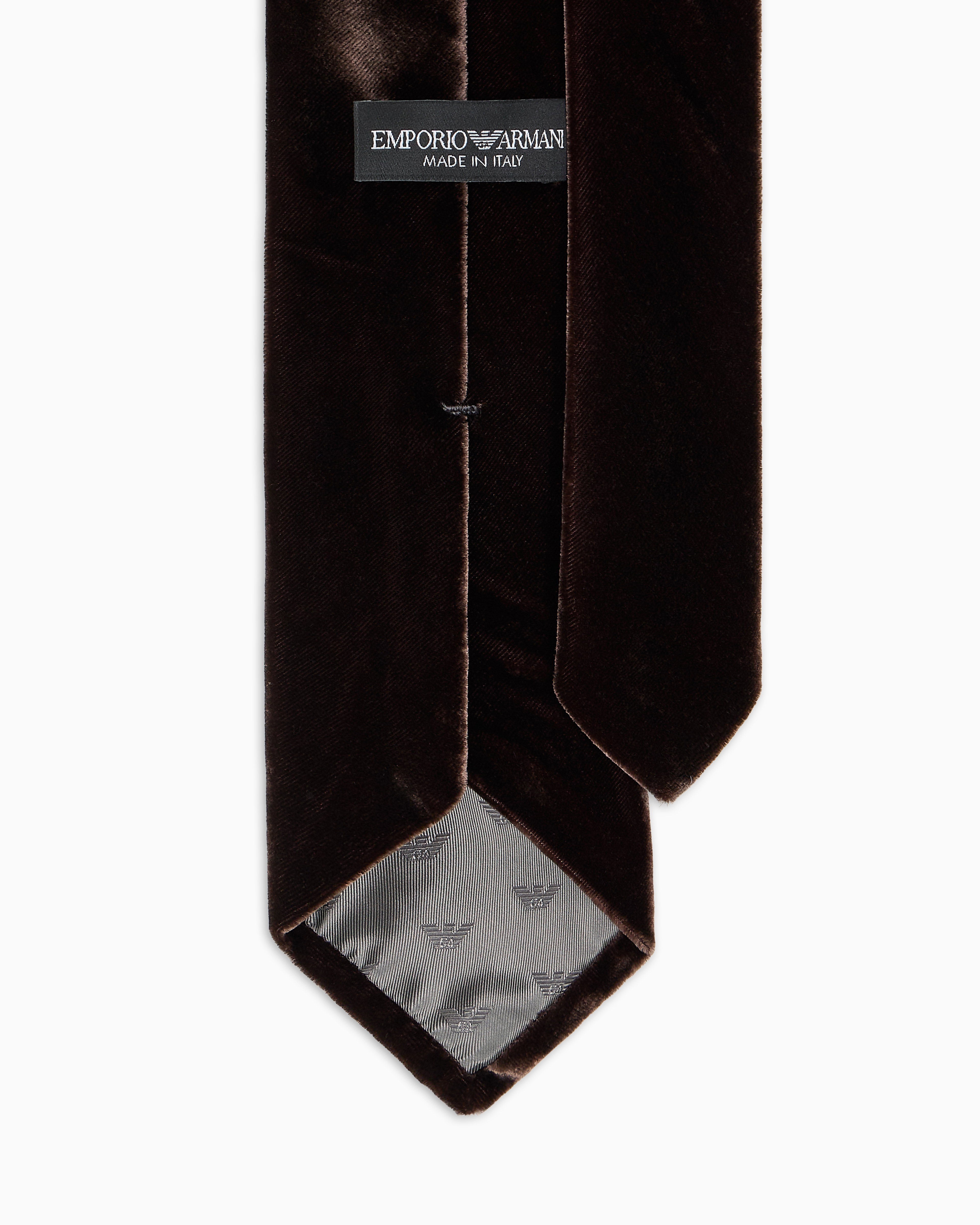 Emporio Armani Pure Silk Eagle And Check Jacquard Tie In Black
