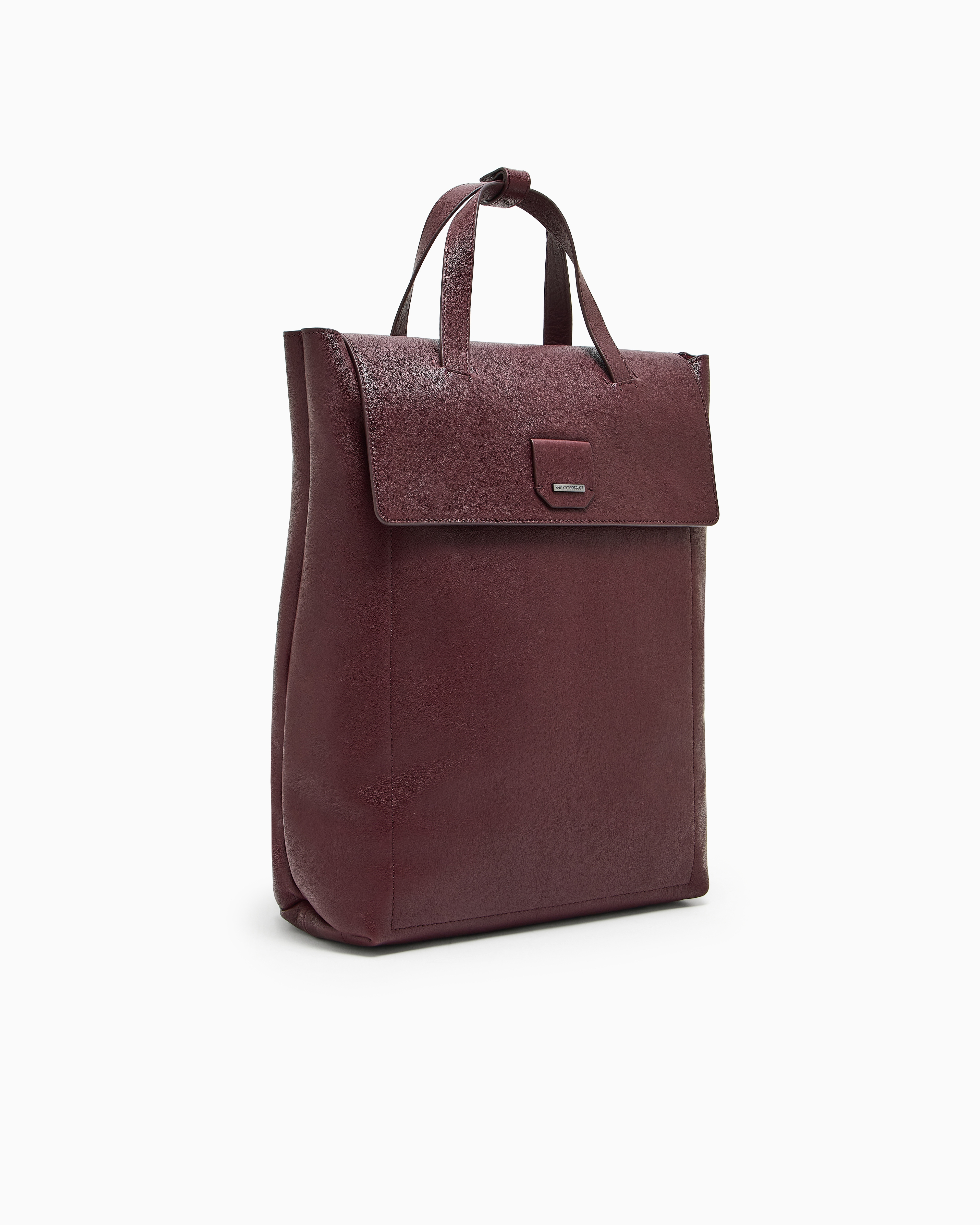 Emporio Armani Buffalo Leather Backpack In Burgundy