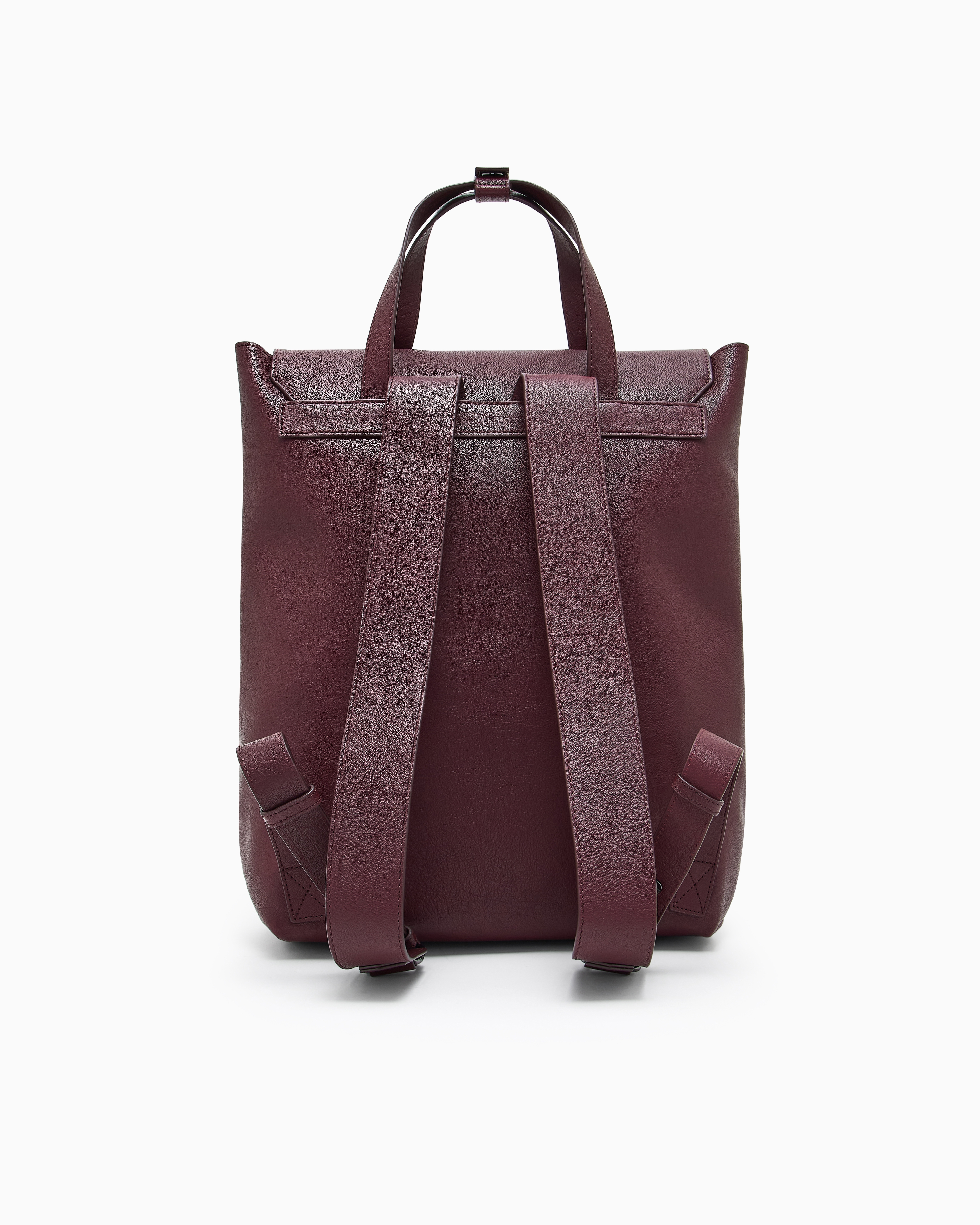Emporio Armani Buffalo Leather Backpack In Burgundy