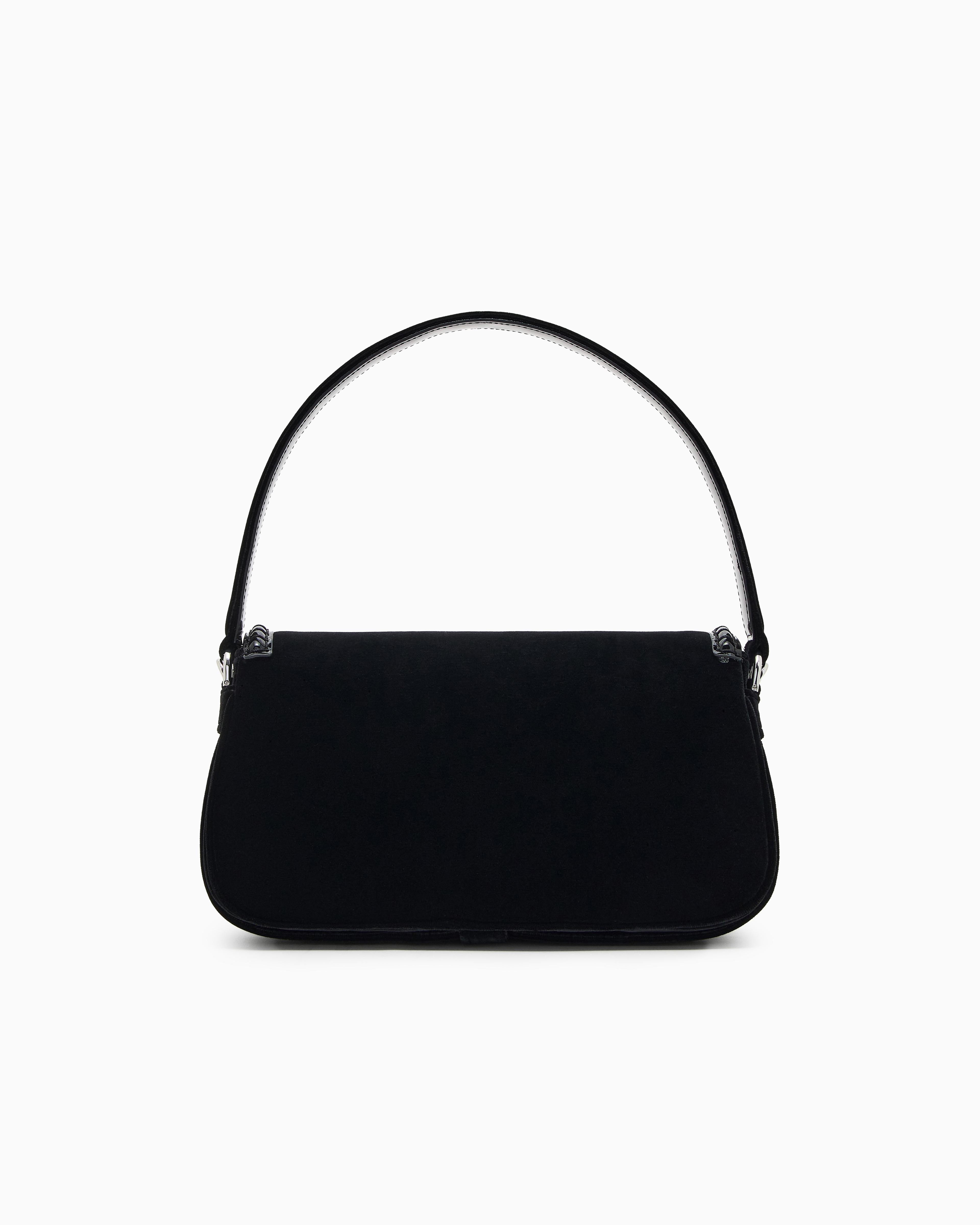 Emporio Armani Velvet Shoulder Bag With Buckle In Black
