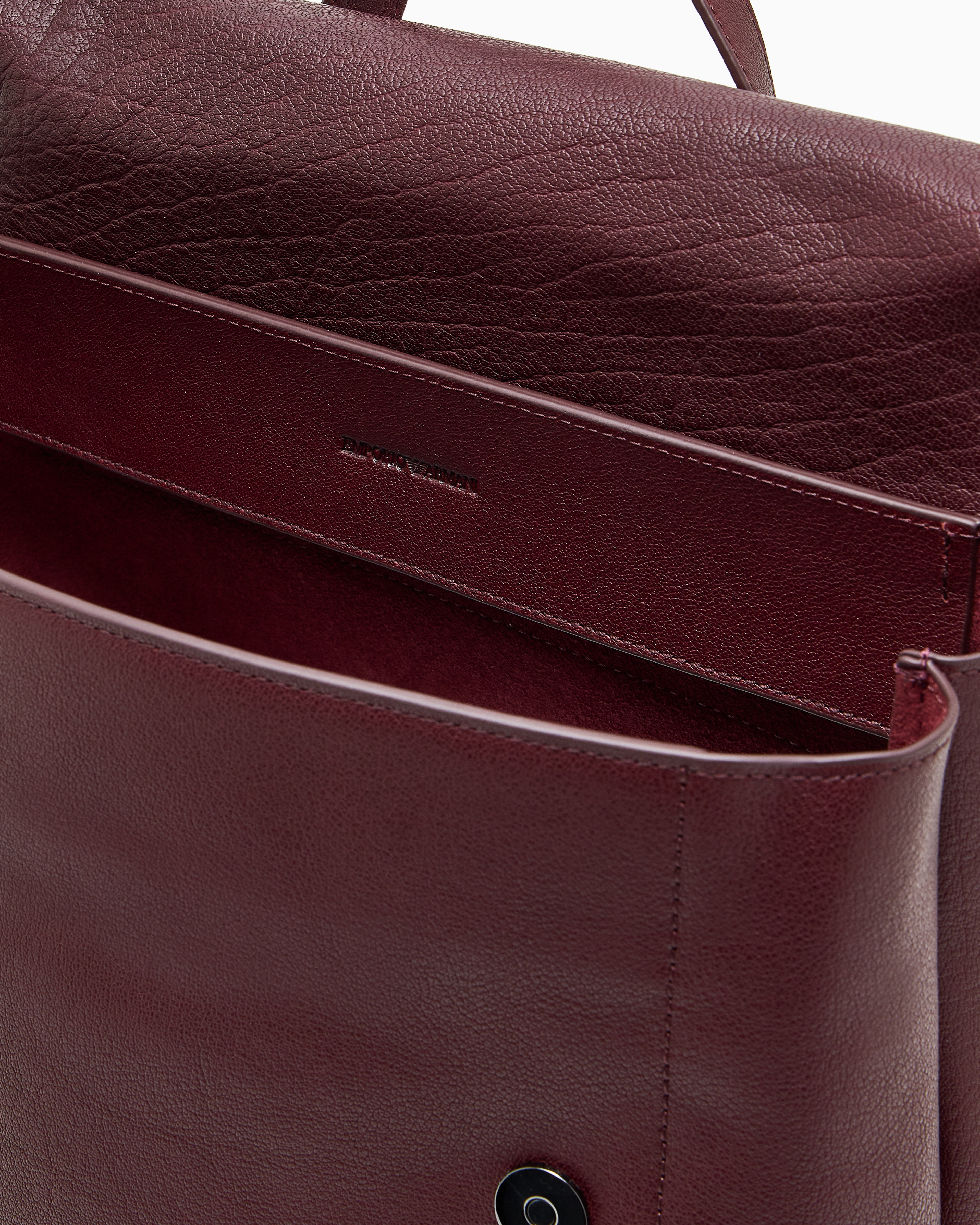Emporio Armani Buffalo Leather Backpack In Burgundy