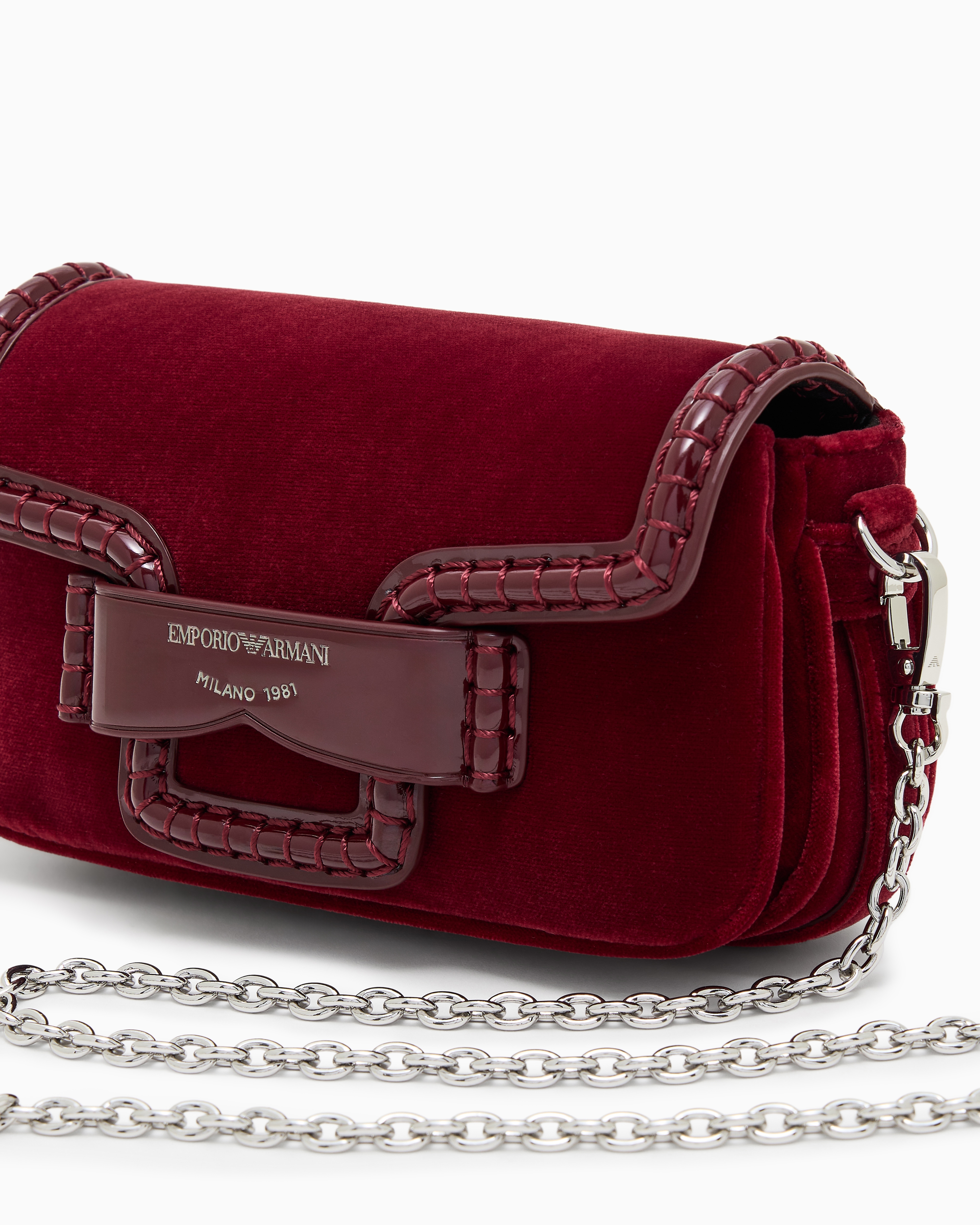 Emporio Armani - Small velvet shoulder bag with buckle, Woman, Size: TU