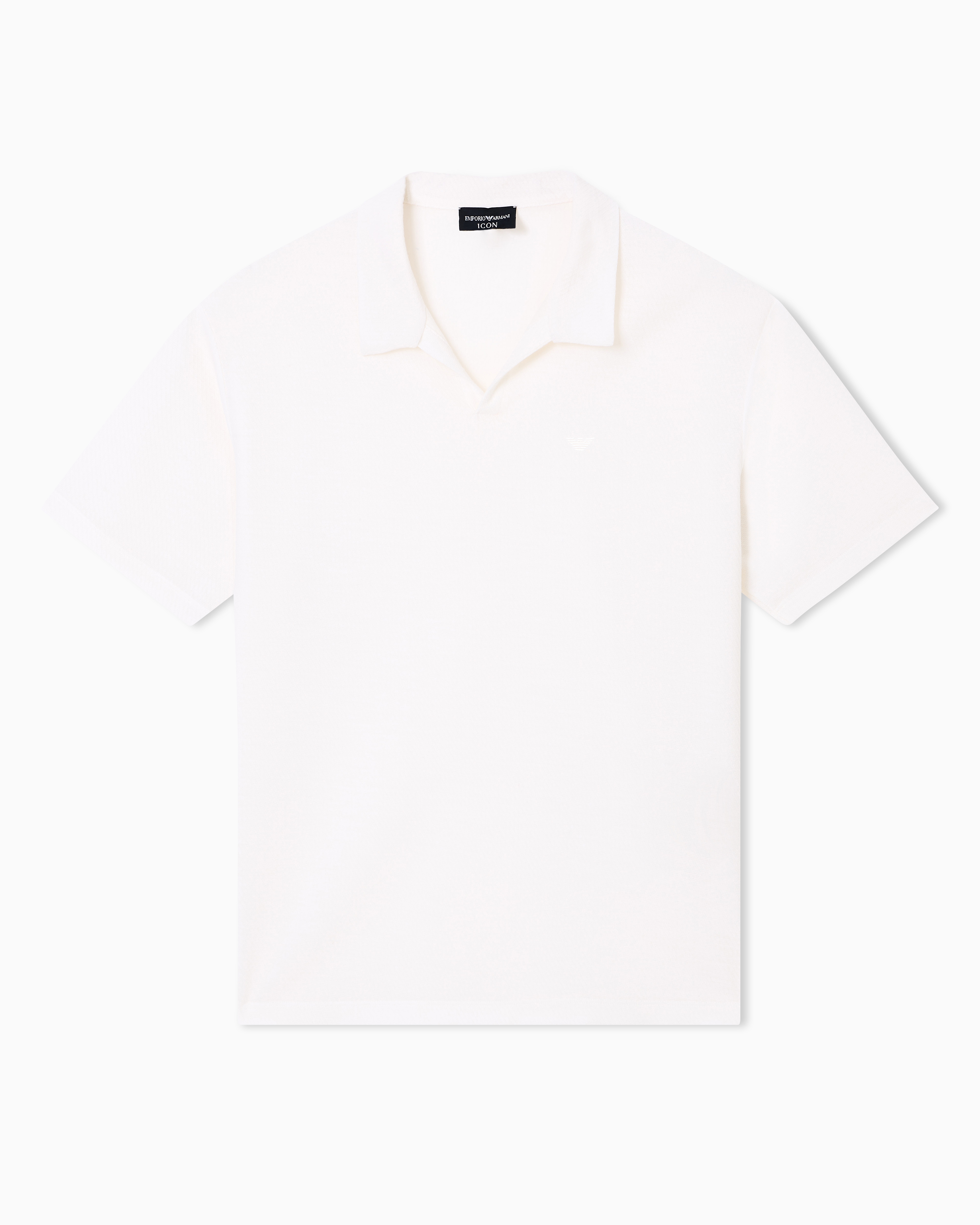 Emporio Armani - Icon polo shirt in yarn-dyed jacquard jersey, Man, White, Size: XXL