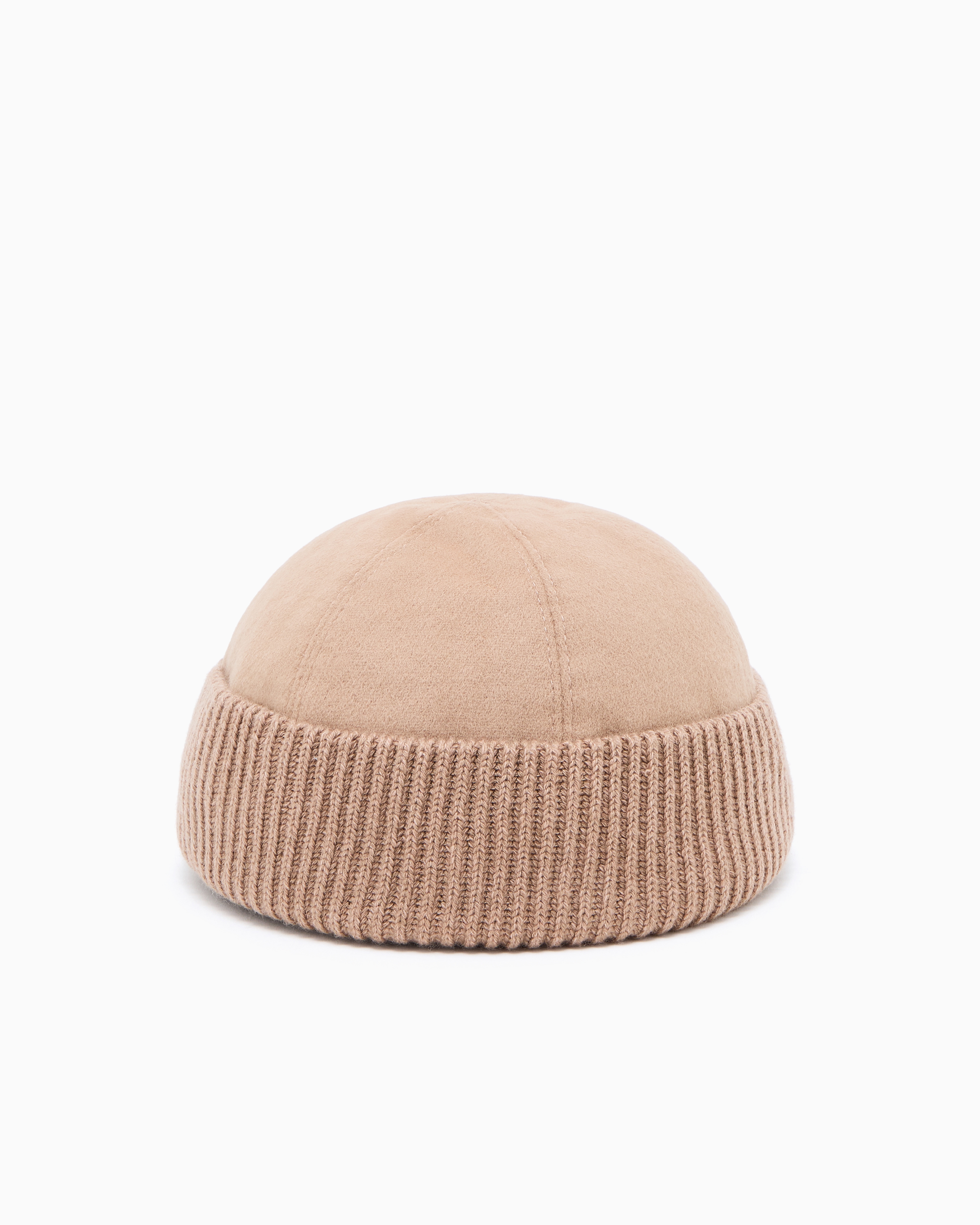 Giorgio Armani Wool And Cashmere Beanie Hat In Brown