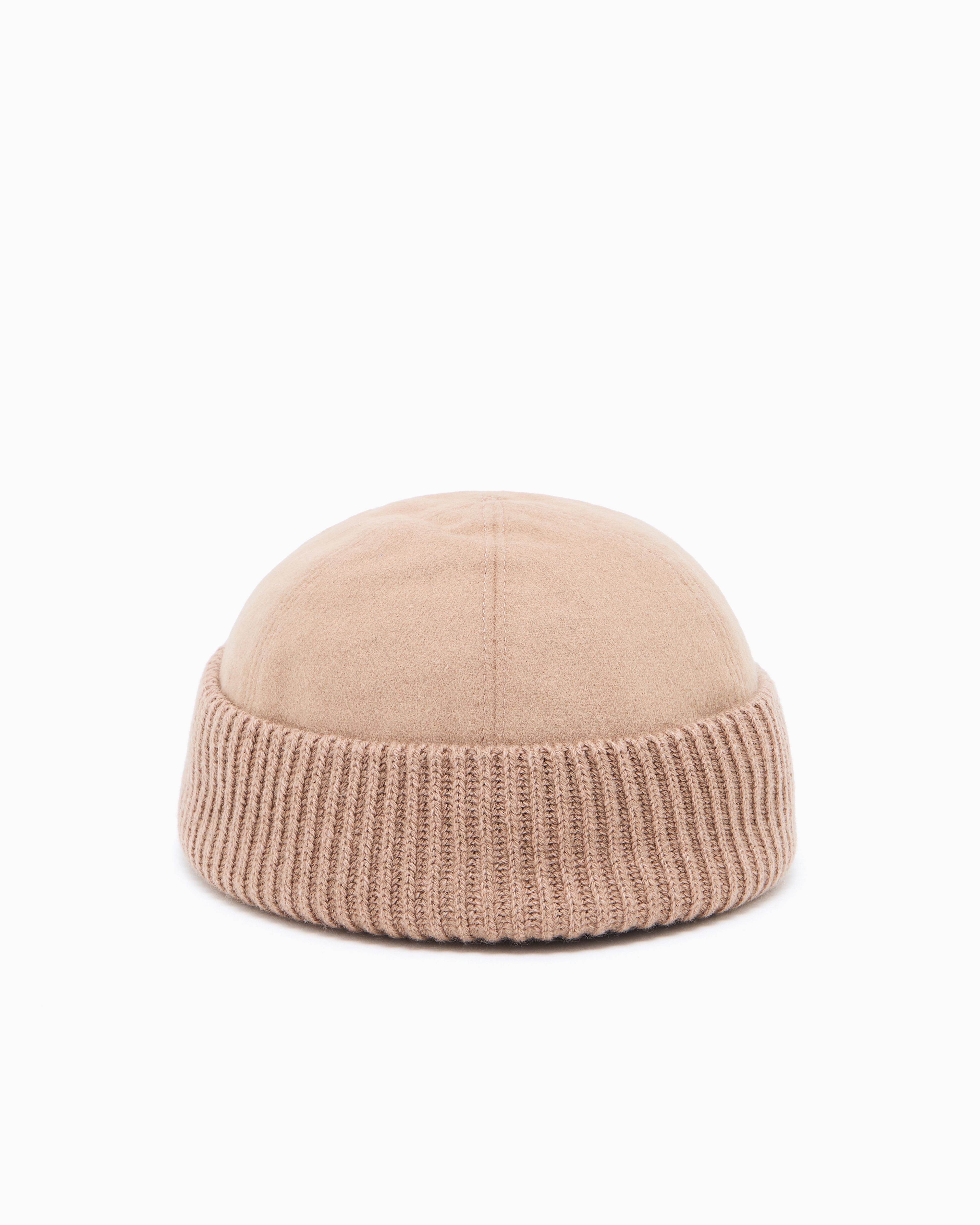 Giorgio Armani Wool And Cashmere Beanie Hat In Brown