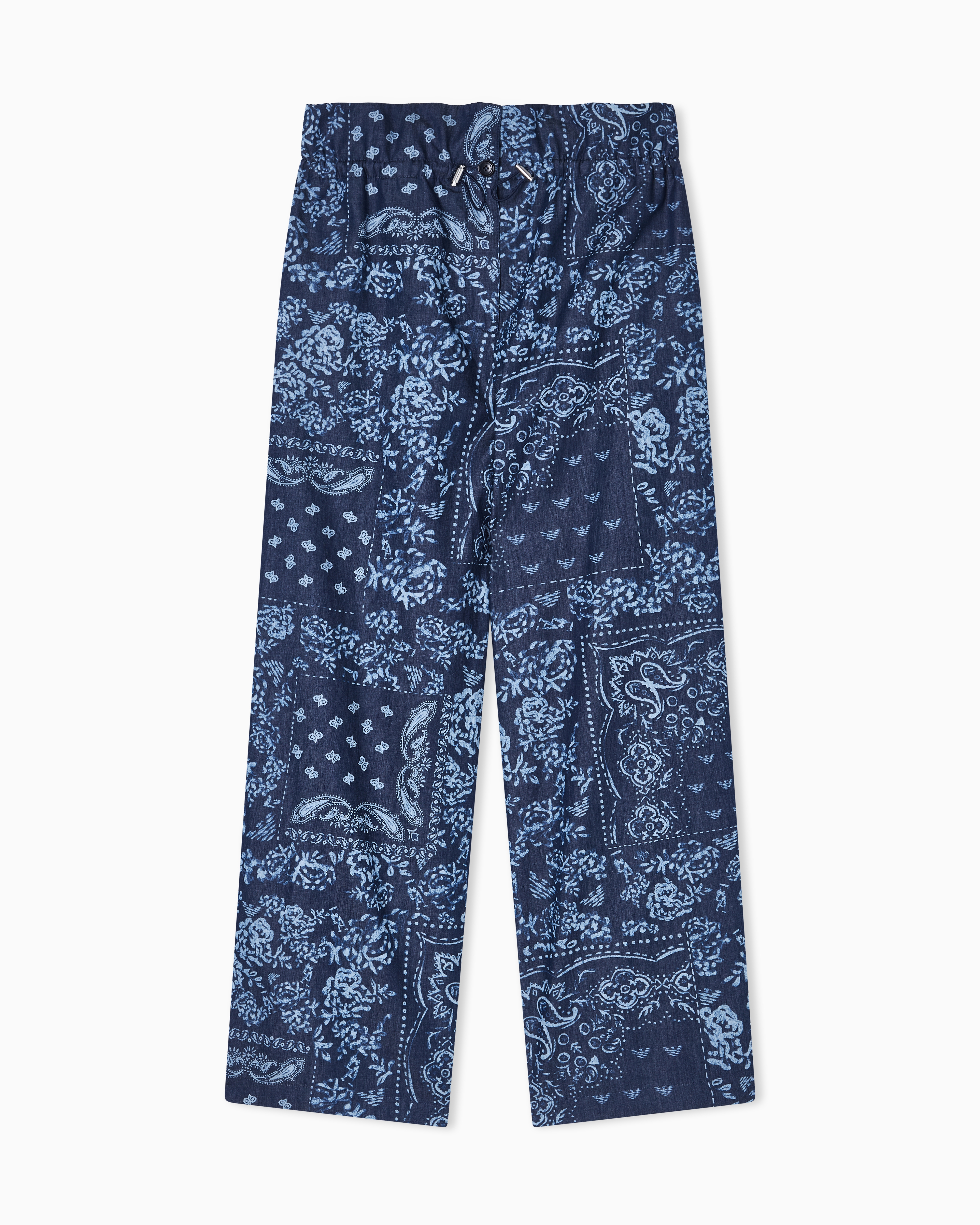 Chambray trousers with all-over print | Emporio Armani US