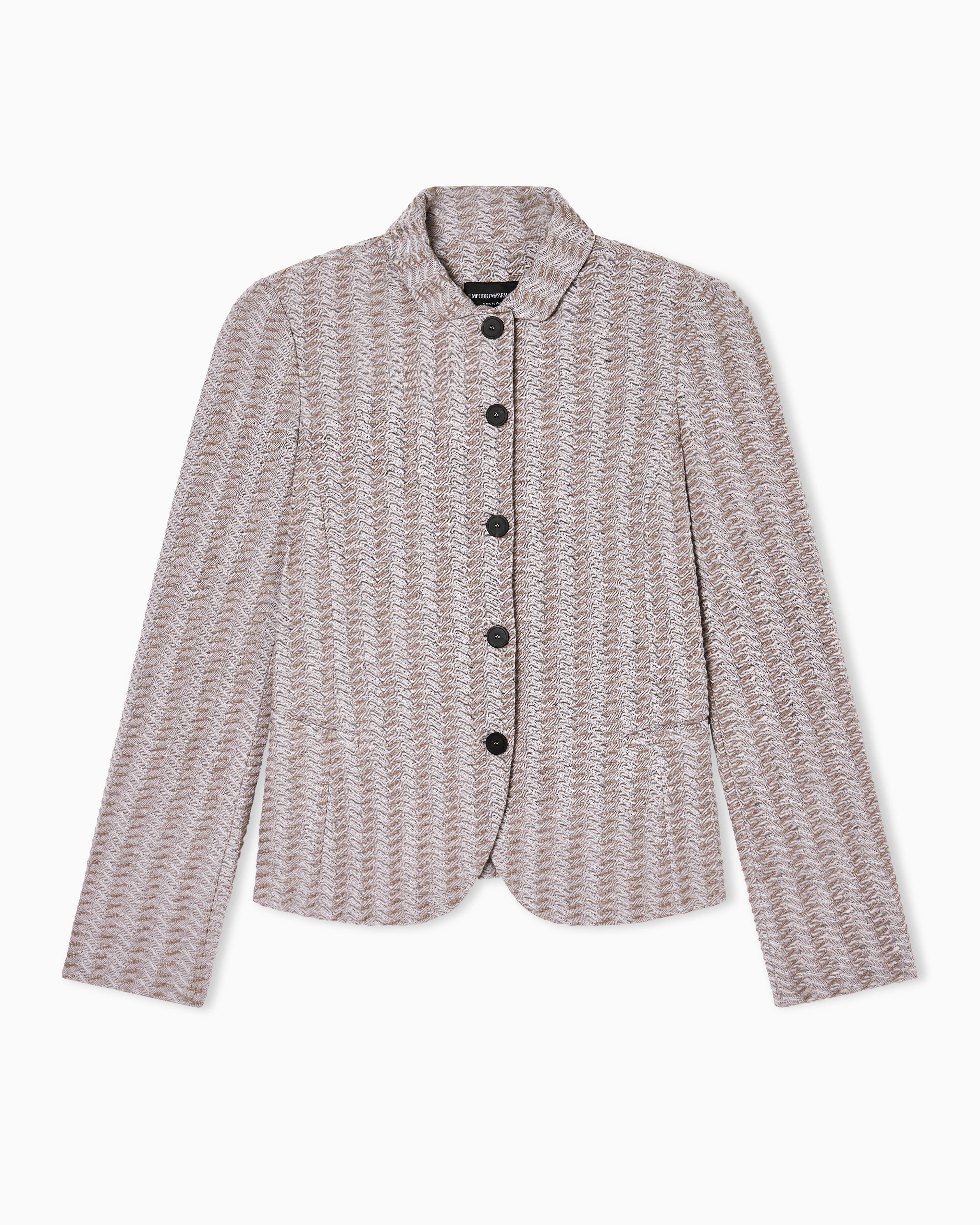 Jacquard jersey knit jacket with an embossed wave design | Emporio